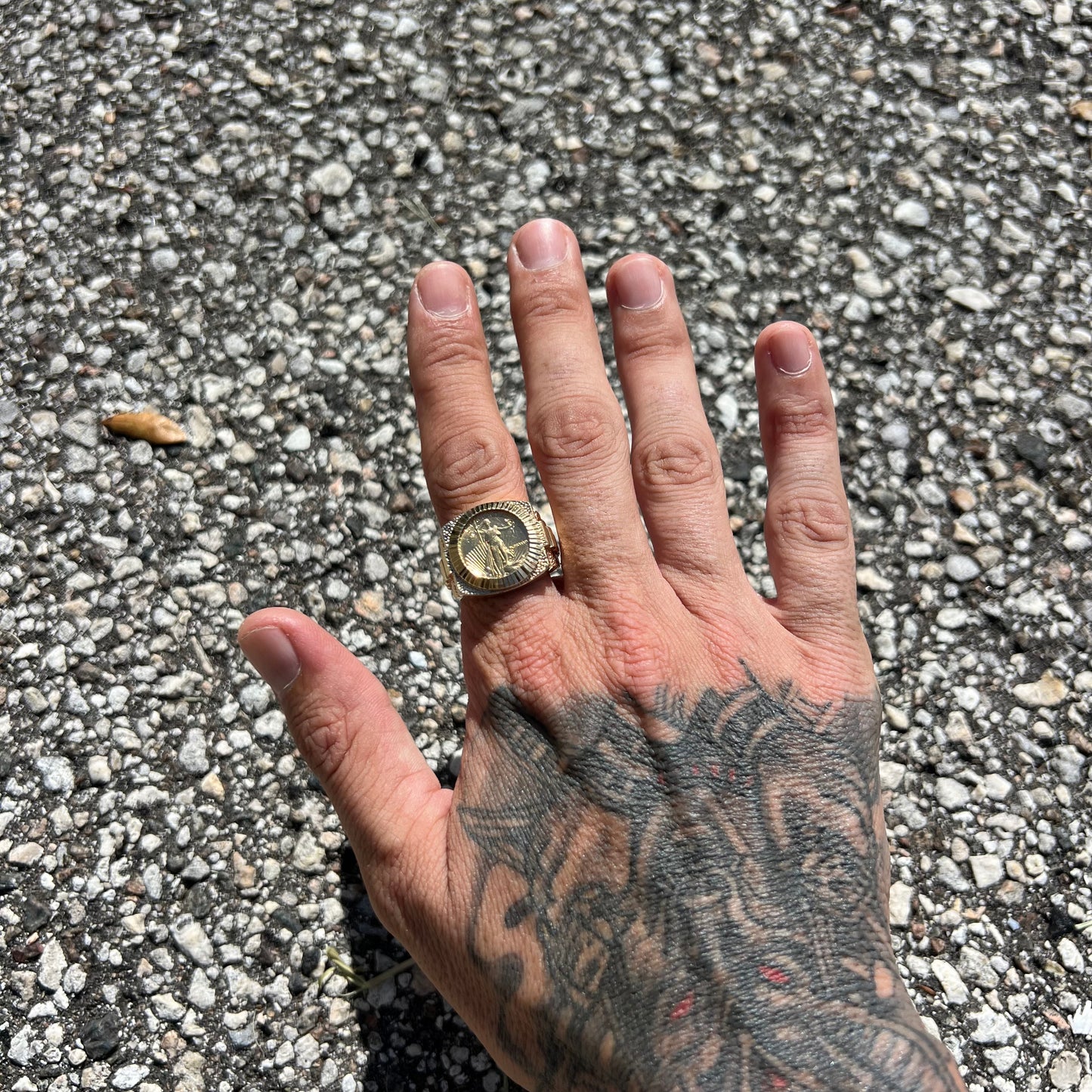 1989 1/10oz Pure .999 $5 Gold Eagle Rolex Style Coin Ring (11.5)