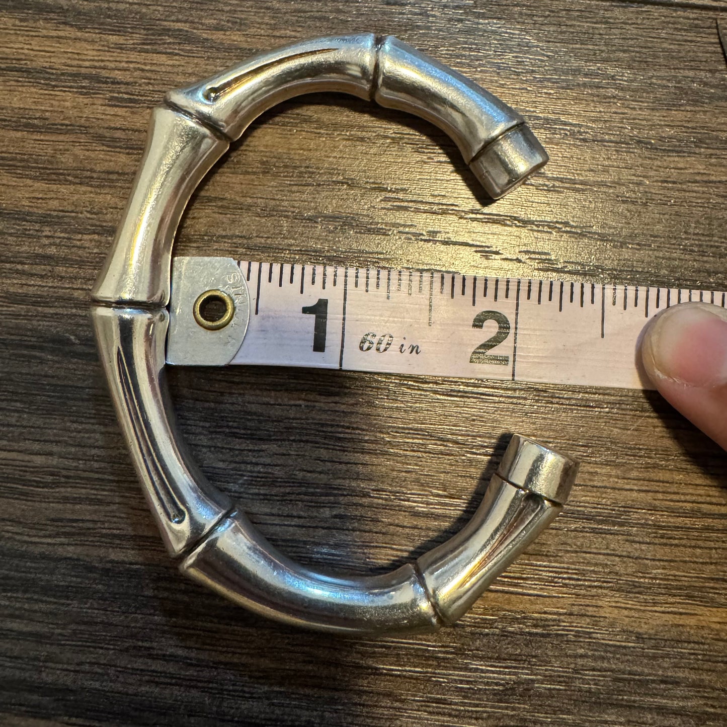 Gucci Sterling/.925 Chunky Bamboo Cuff Bracelet (Size:19/7.5”)