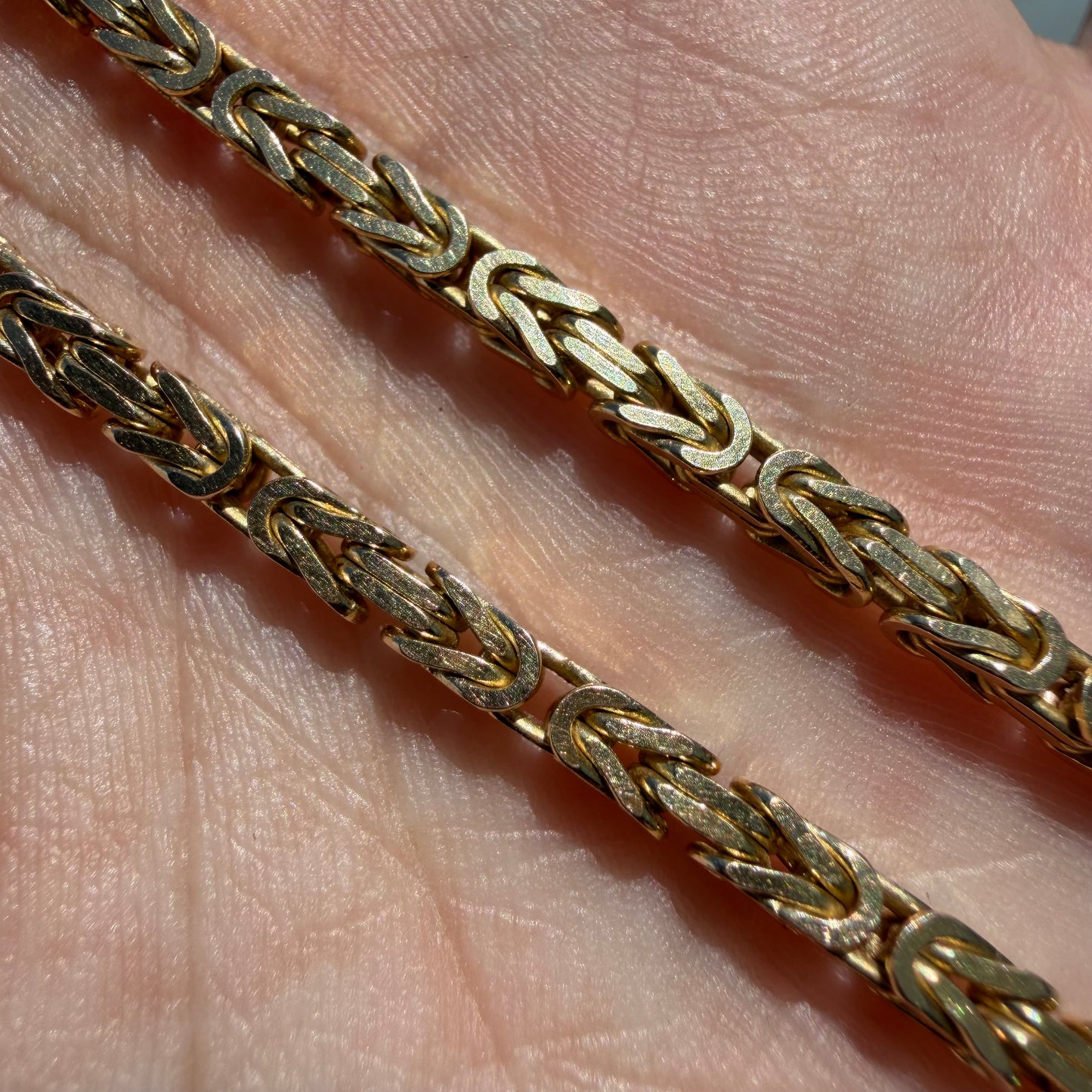 Vintage Solid 14k Italian Yellow Gold Heavyweight Byzantine Link Necklace (24”)