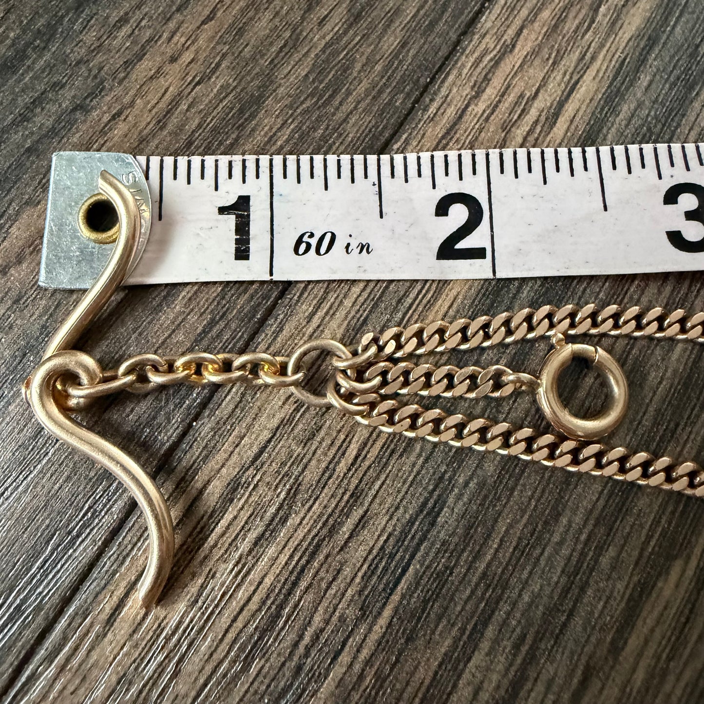 Antique Art Nouveau Solid 14k Gold Double Albert Curb Link Watch Chain Necklace (20.5”)