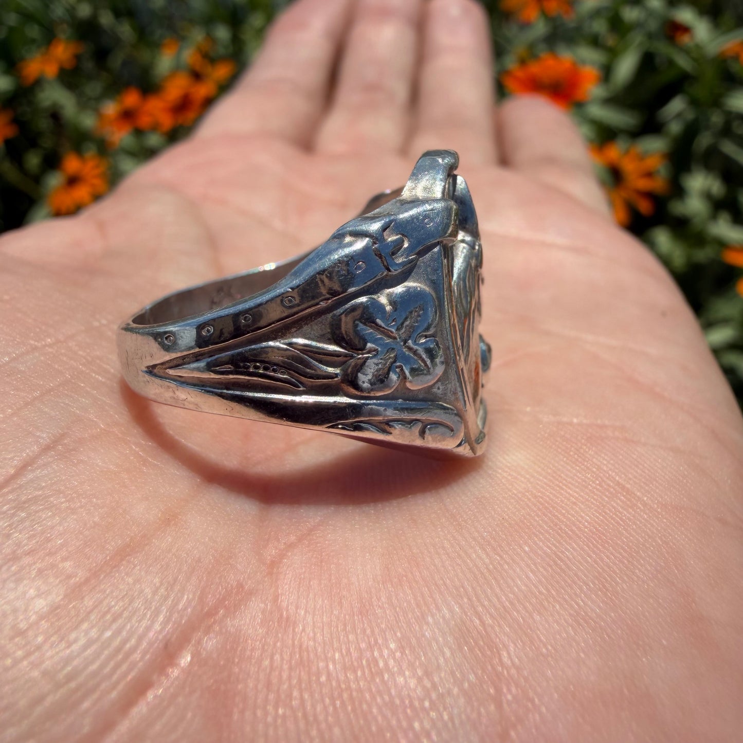 1930’s Bell Trading Post Natural Old Mine Cut Diamond Goodluck Horseshoe Ring (10.25)
