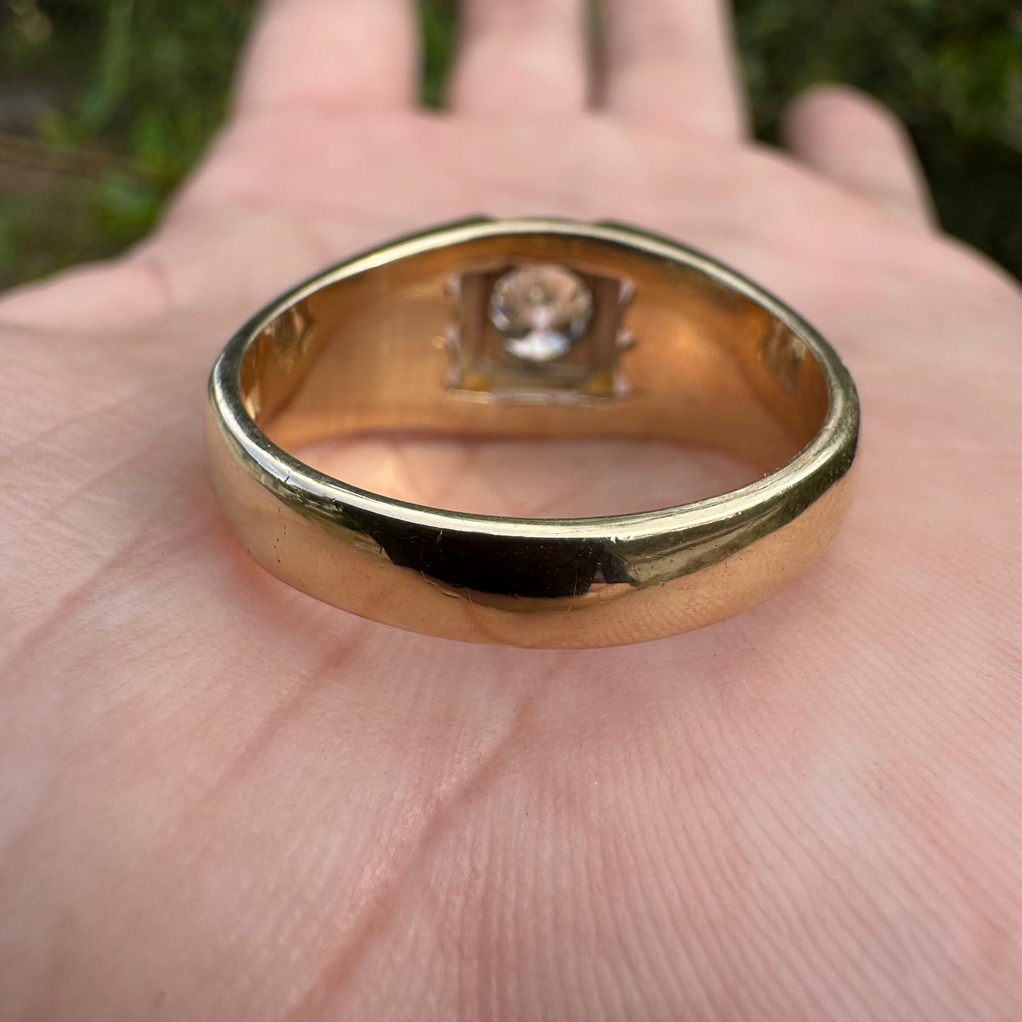 Antique Solid 14k Gold .75ct Old Euro Cut Diamond Gents Ring (10.5)