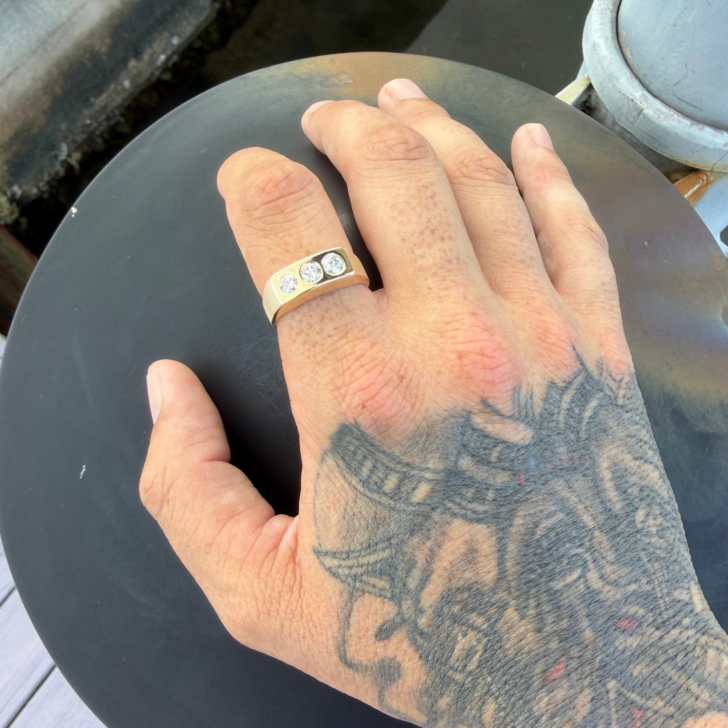 Vintage Solid 14k Yellow Gold .75ctw Natural Diamond Trilogy Ring (10.5)