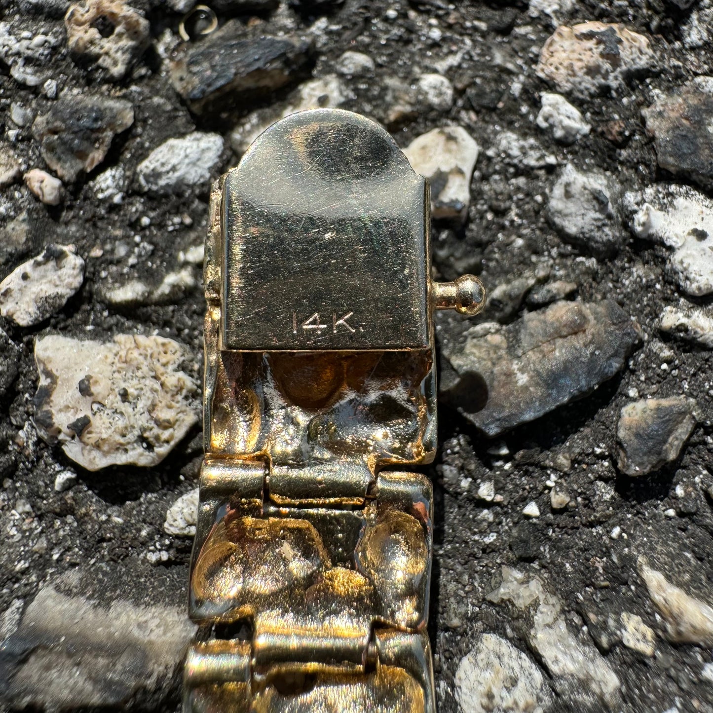 1980’s Solid 14k Yellow Gold Heavyweight Nugget Bracelet (7.25”)