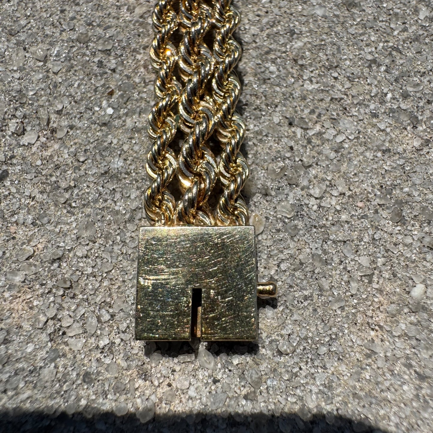 Vintage Custom Solid 14k Yellow Gold 1.0ctw Natural Diamond “B” Nameplate Triple Rope Bracelet (8”)