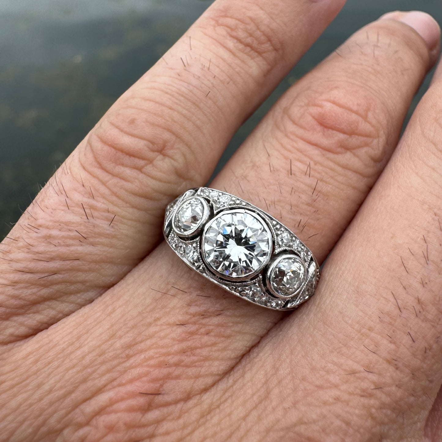 Antique Platinum 2.50ctw Natural Old Cut Diamond Ring (8)