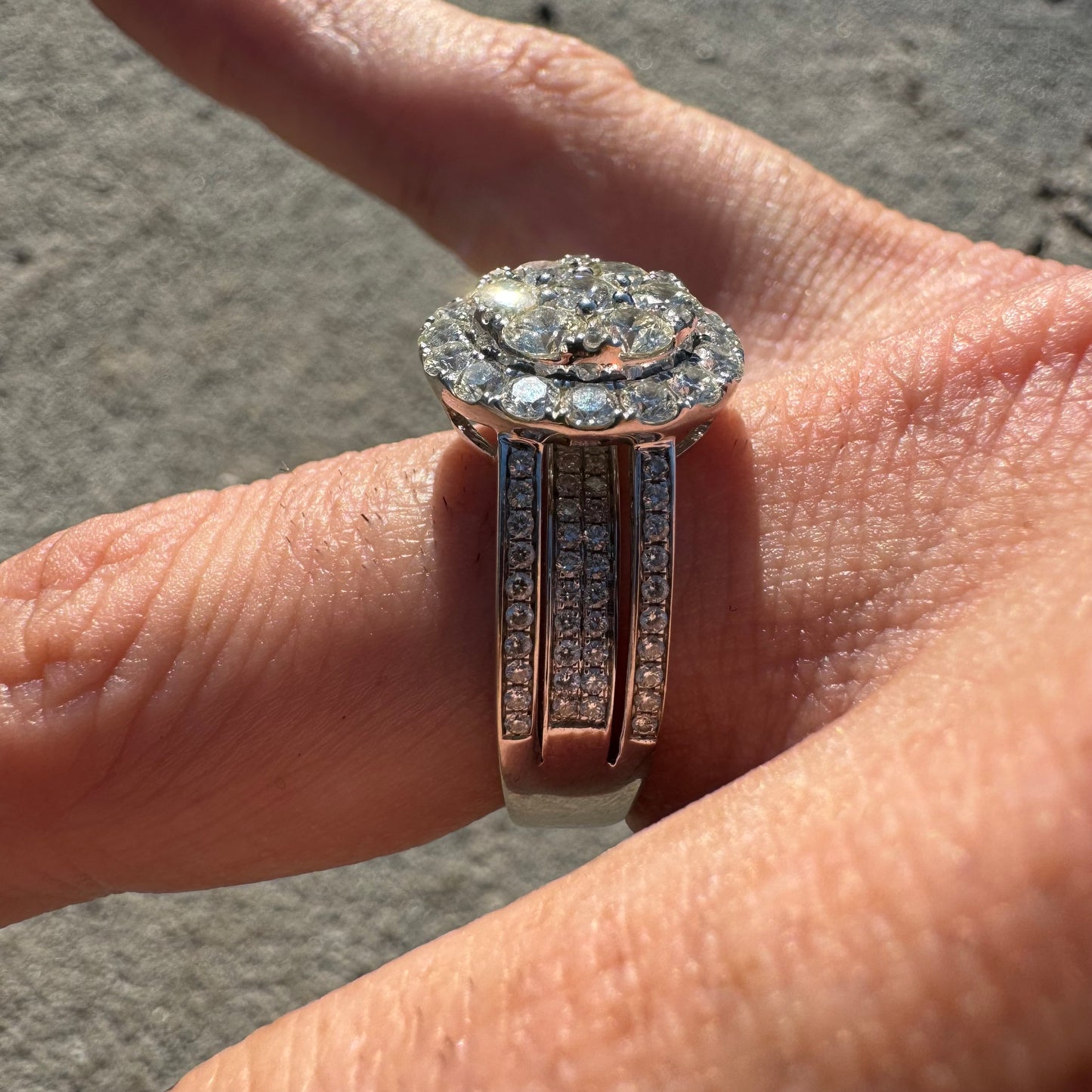 14k White Gold 2.85 Natural VS Diamond Cluster Ring (8.5)