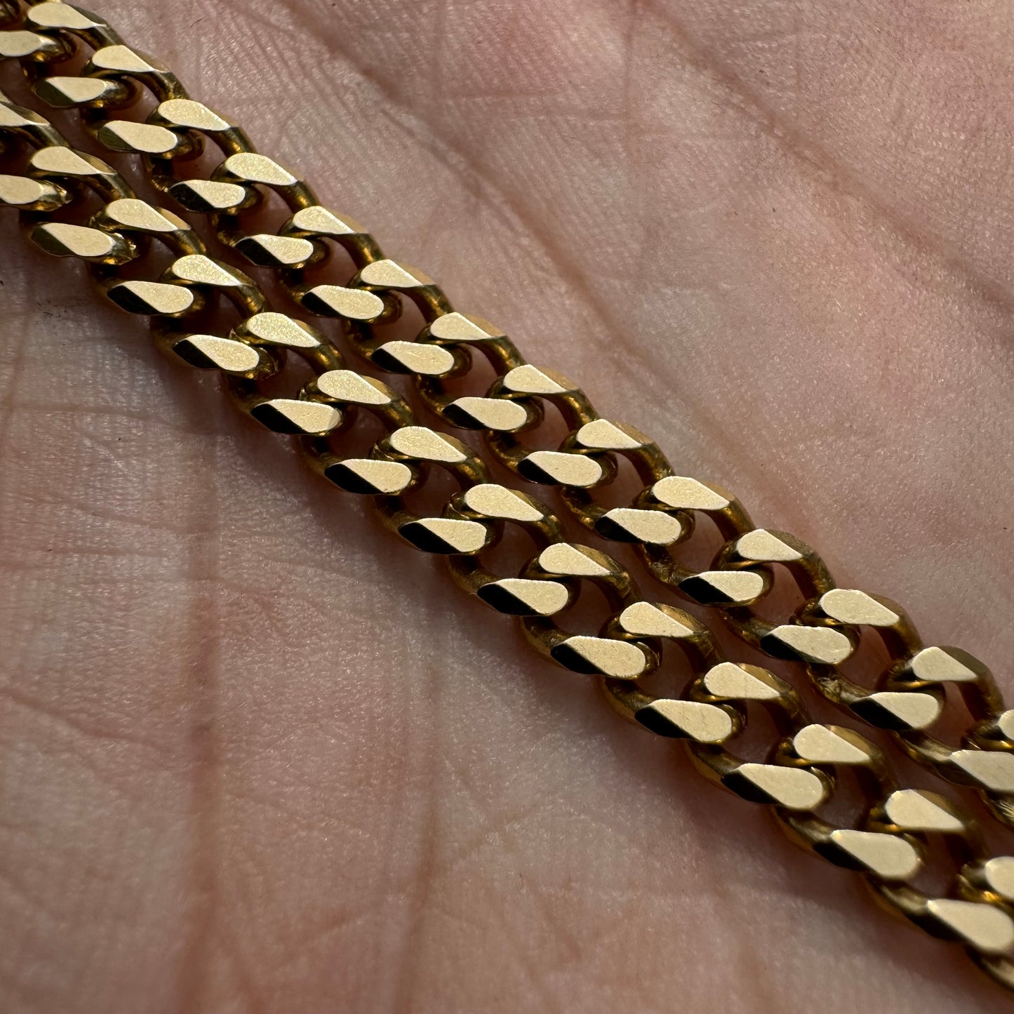 Vintage Solid 14k Yellow Gold Old School Cuban Link Necklace (18.5”)