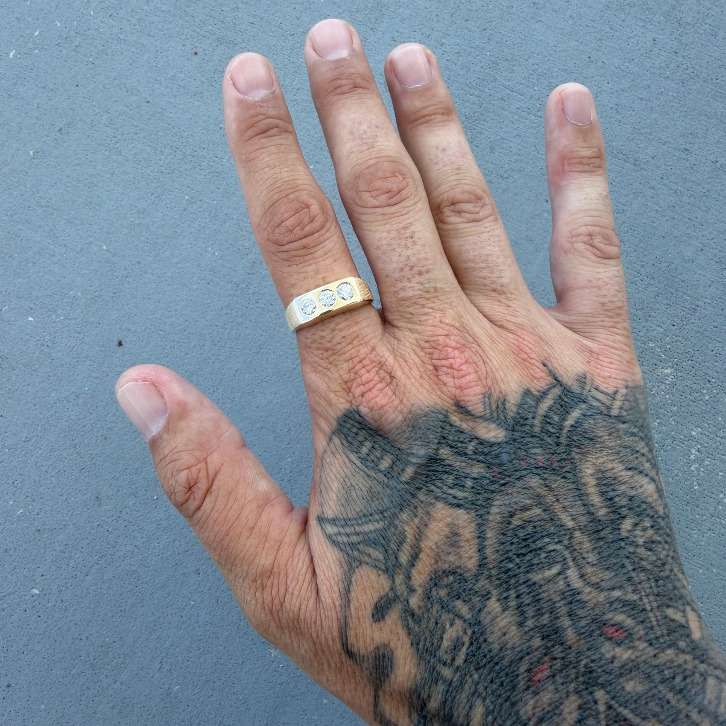 Vintage Solid 14k Yellow Gold .75ctw Natural Diamond Trilogy Ring (10.5)
