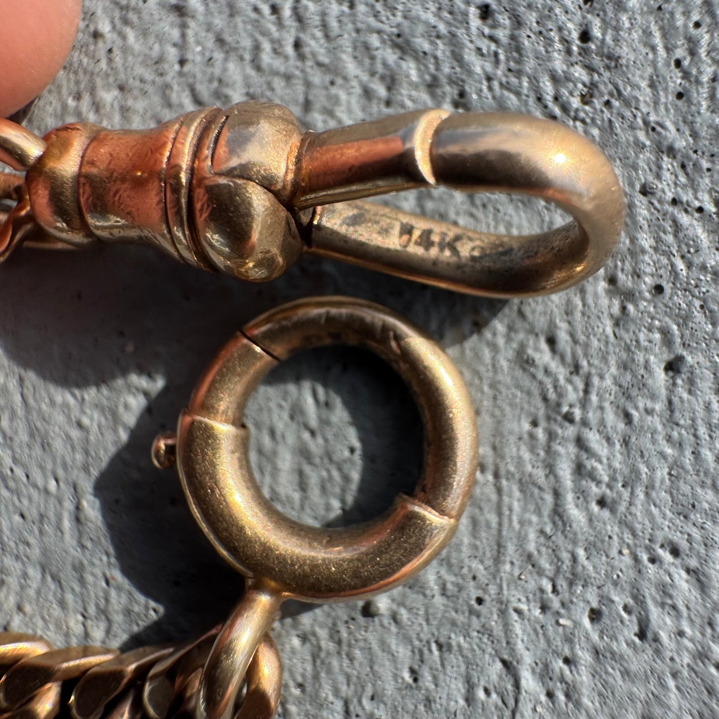 Antique Solid 14k Yellow Gold Cuban Curb Link Watch Chain Necklace (18”)