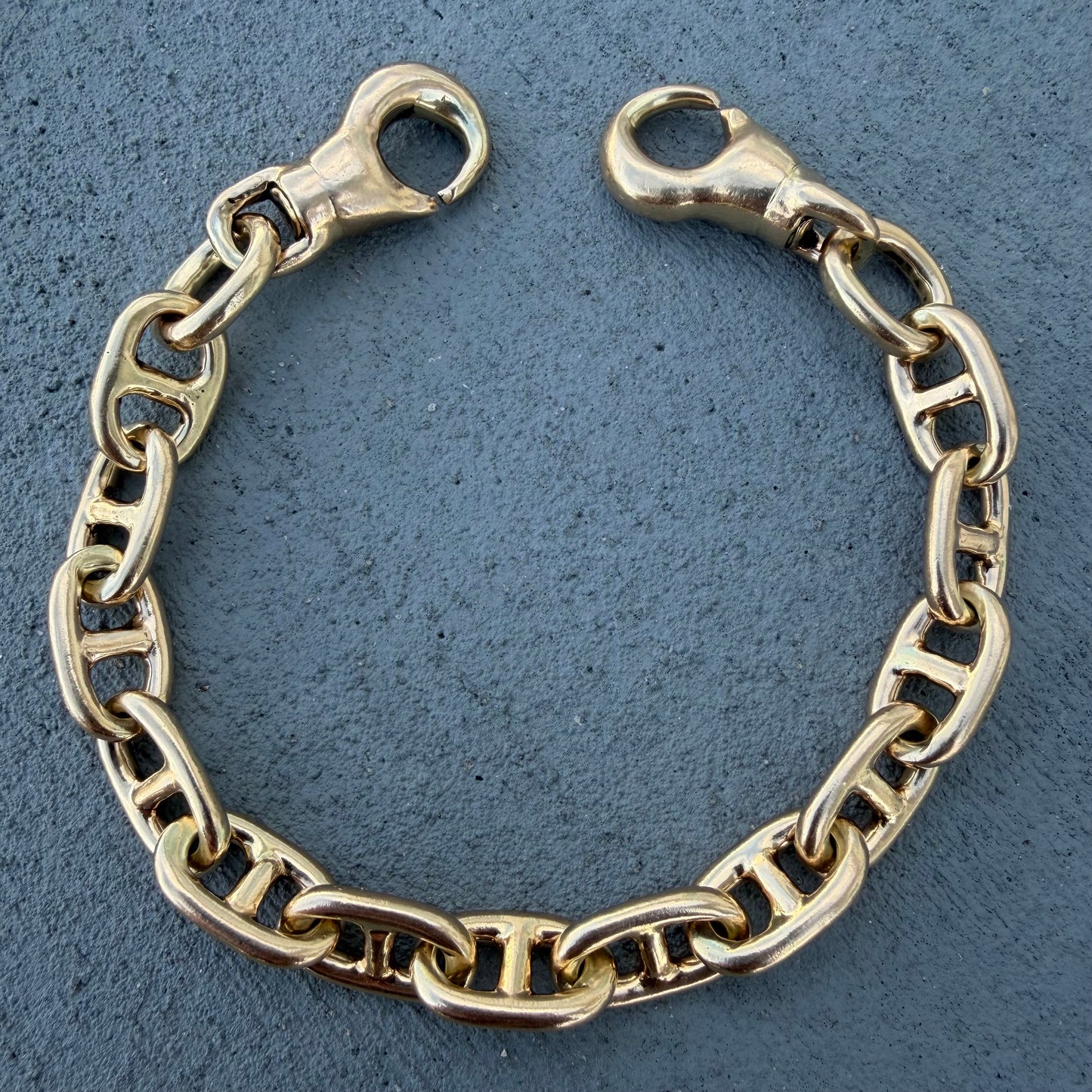 1970’s Super Heavyweight Solid 14k Yellow Gold Chunky Chaine D’ Ancre Mariner Link Bracelet (9.5”)