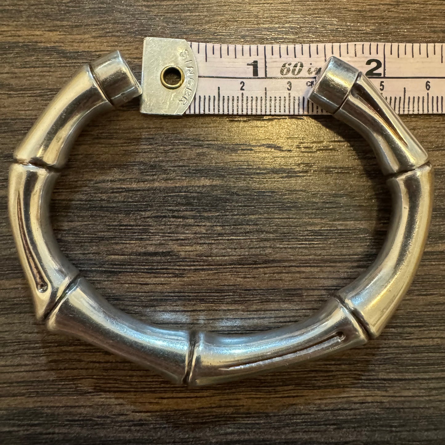 Gucci Sterling/.925 Chunky Bamboo Cuff Bracelet (Size:19/7.5”)