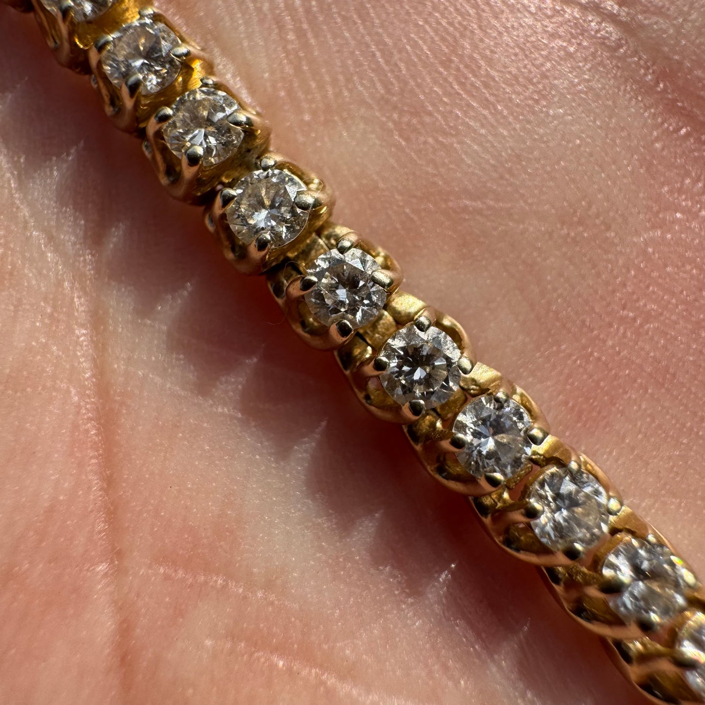 Vintage 14k Yellow Gold Classic 3.0ctw Natural Diamond Tennis Bracelet (7”)