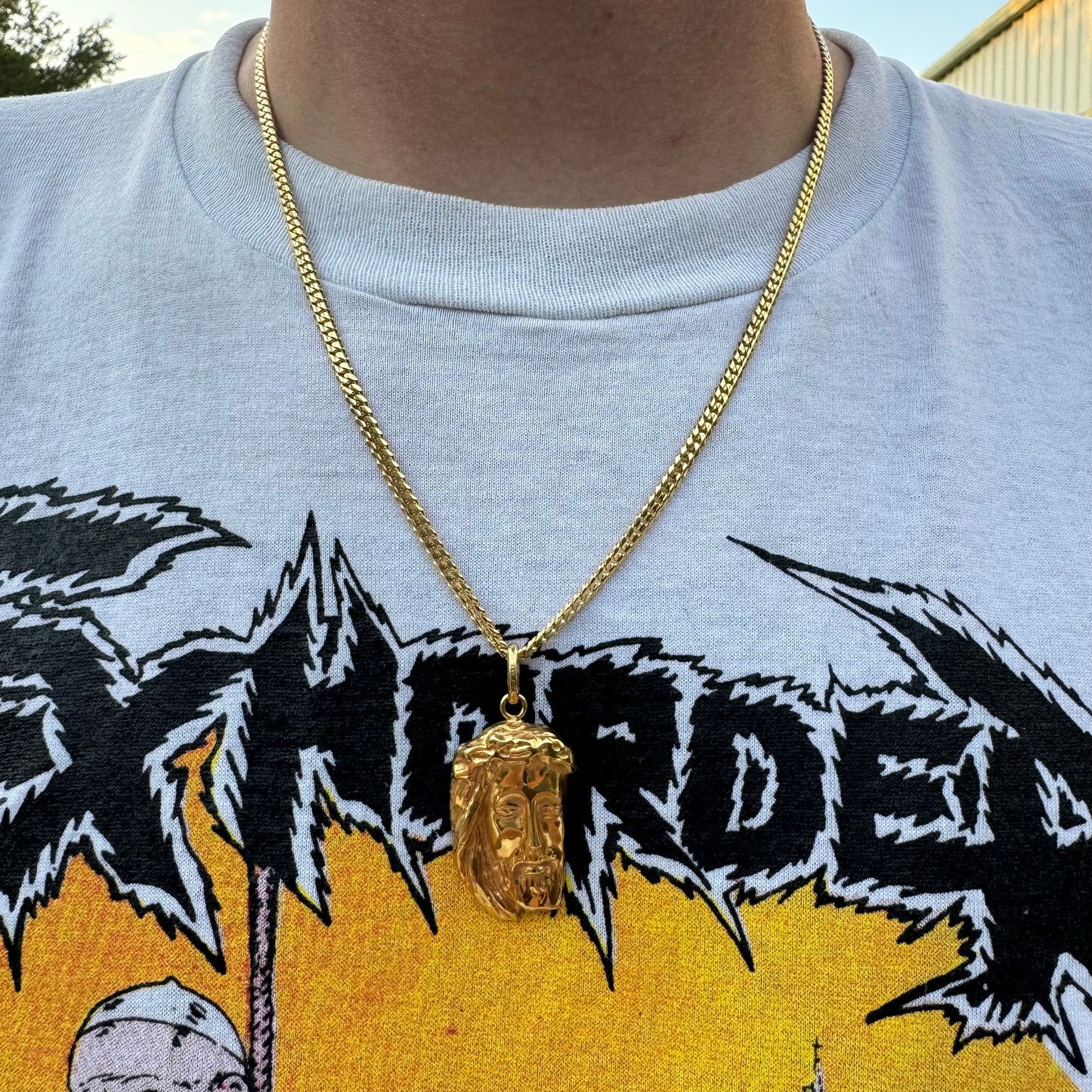 Vintage Solid 18k Italian Yellow Gold Diamondcut Suffering Jesus Piece