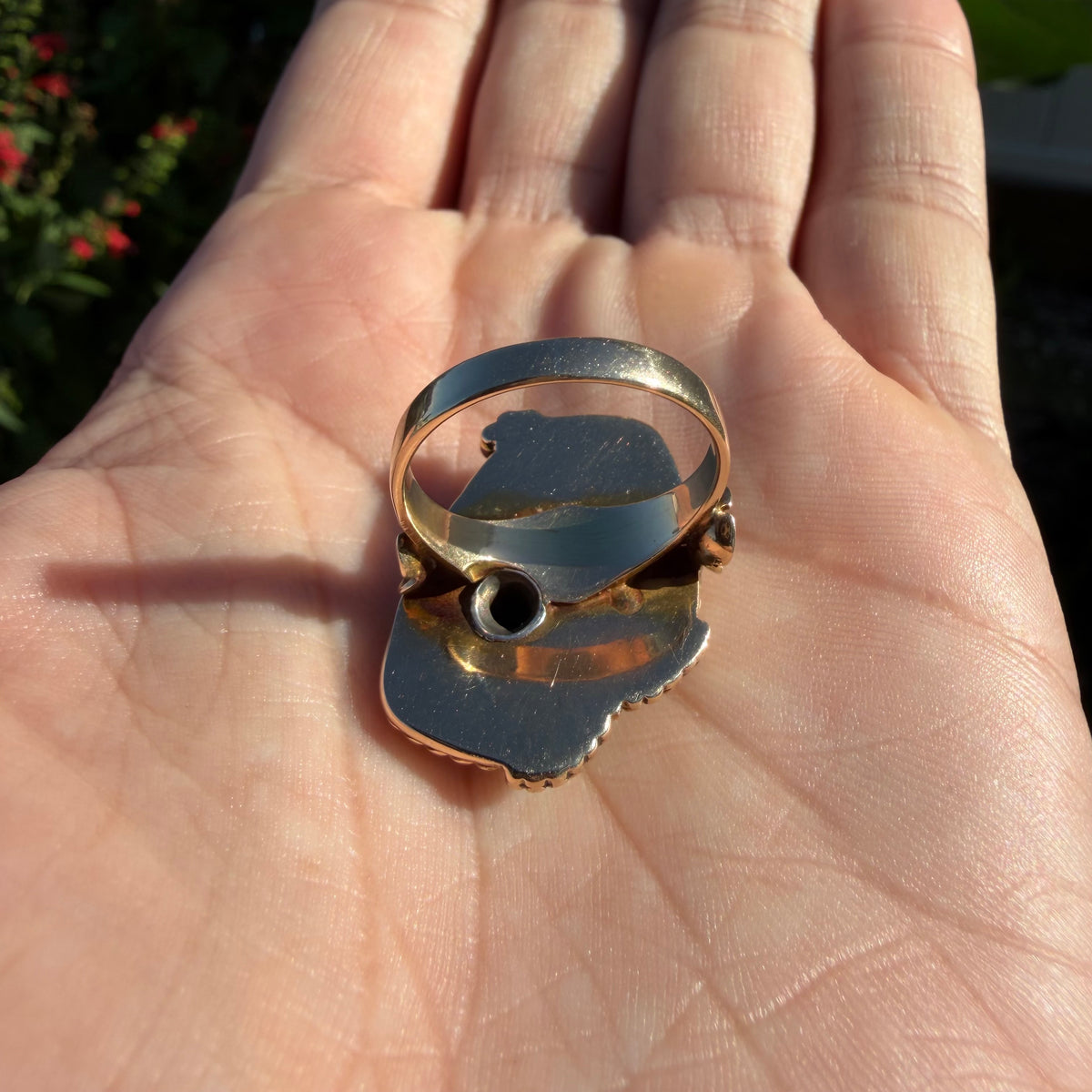 Vintage Handcrafted Solid 14k Yellow Gold Natural Diamond Set Turquoise Ring (8)