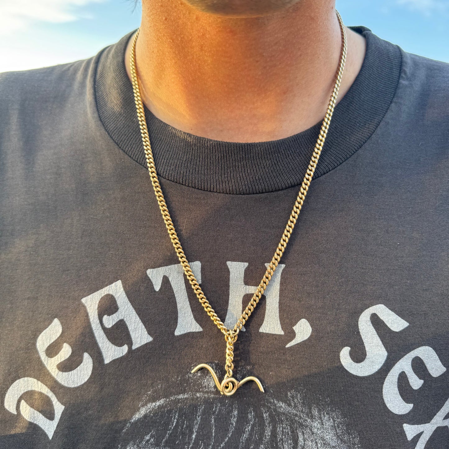 1924 Solid 14k Yellow Gold Double Albert Curb Link Watch Chain Necklace (23”)