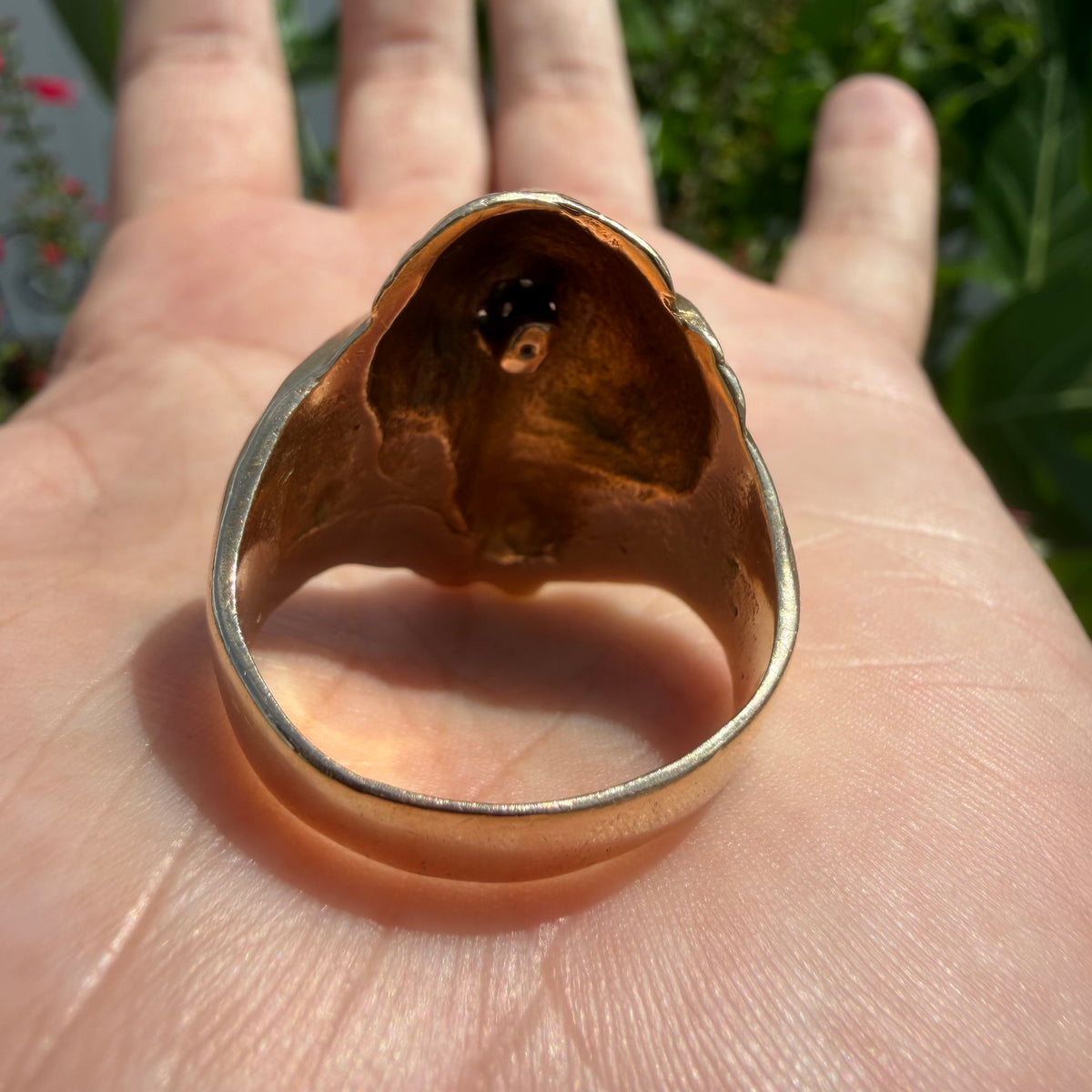 Mid-Century Solid 14k Yellow Gold Natural Diamond Heavyweight Soothsayer Ring (13)