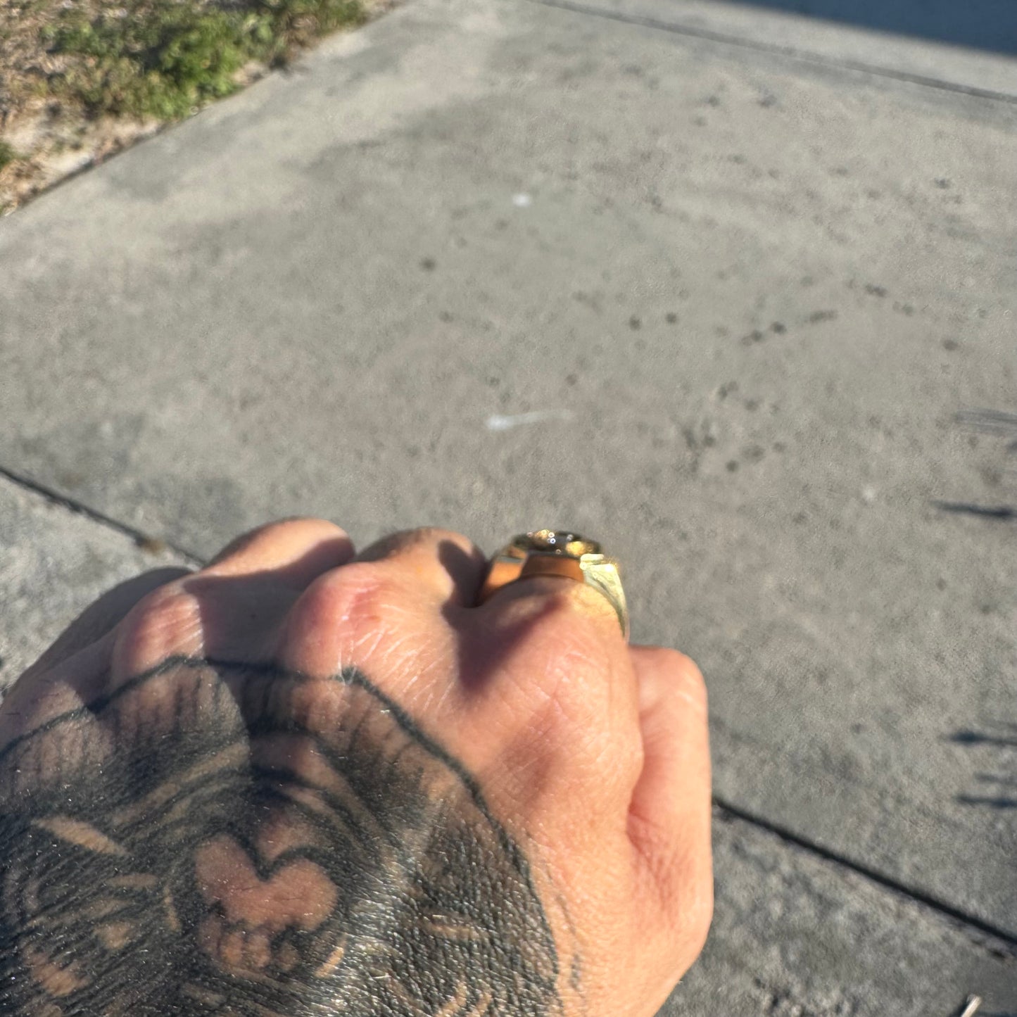 Vintage 14k Yellow Gold .35ct Natural Diamond 22k Raw Gold Nugget Inlaid Signet Ring (8.5)