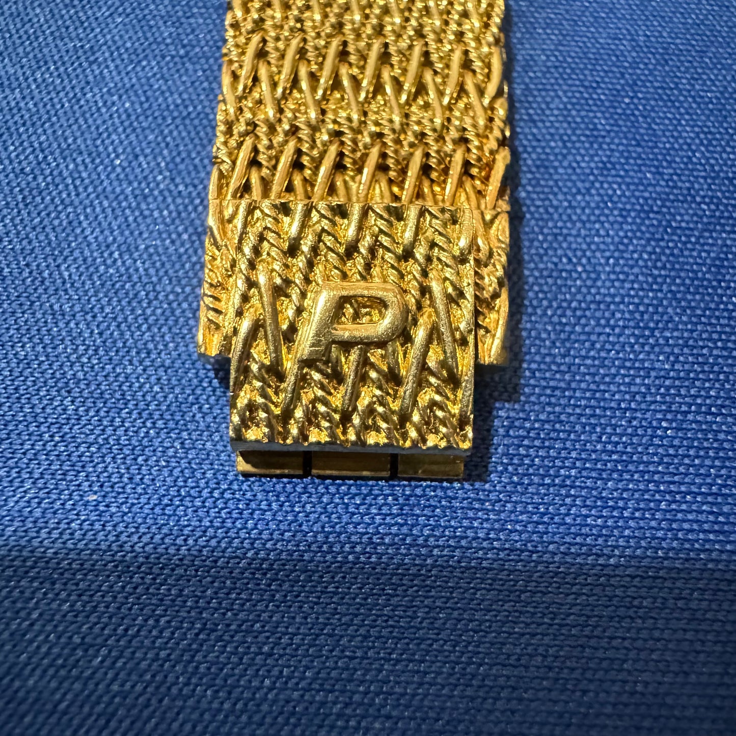 Late 1970’s/Early 1980’s Piaget Solid 18k Yellow Gold Factory Diamond Bezel Falcons Eye Stone Dial 9908 D11 Watch (7.5”)