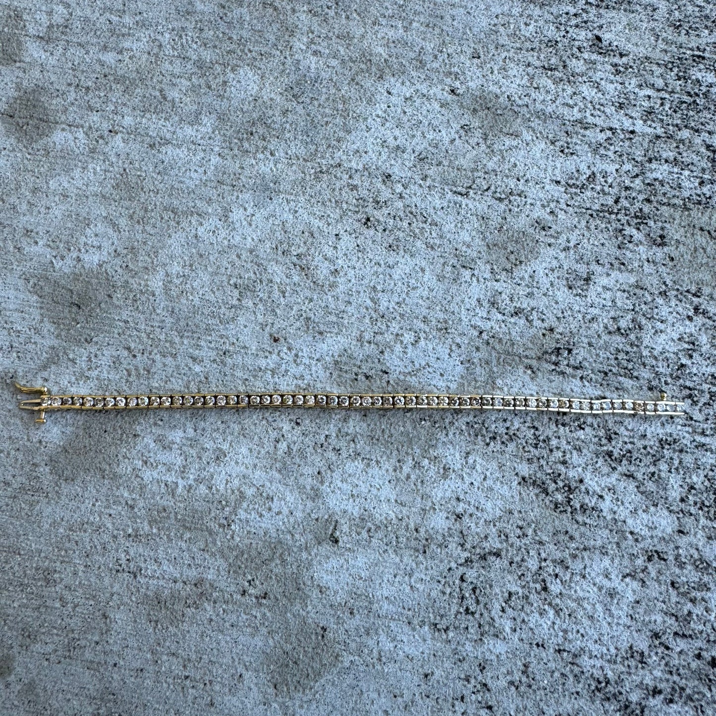Vintage 14k Yellow Gold 4.13CTW Natural Channel Set Diamond Tennis Bracelet (6.65”)