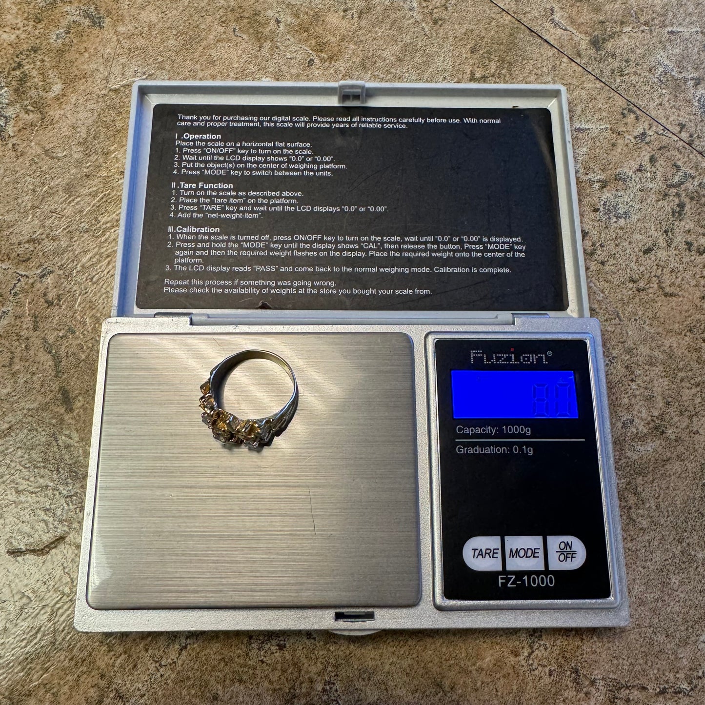 1980’s Solid Backed Custom Set .50Ctw Natural Diamond Nugget Ring (8.5)