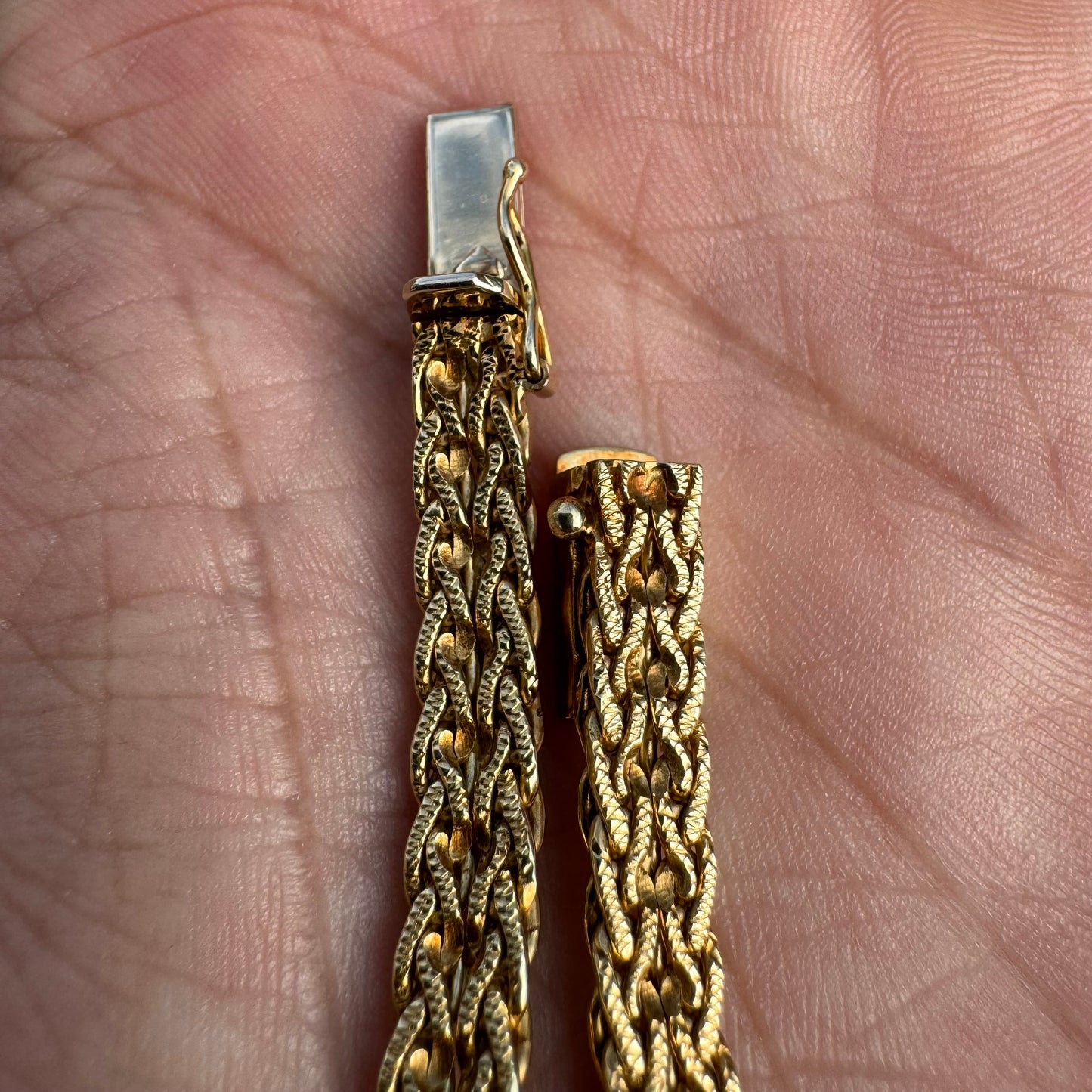 Vintage Solid 14k Italian Yellow Gold Floating 1.1CTW VS Quality Natural Diamond Double Row Braided Foxtail Necklace (17”)