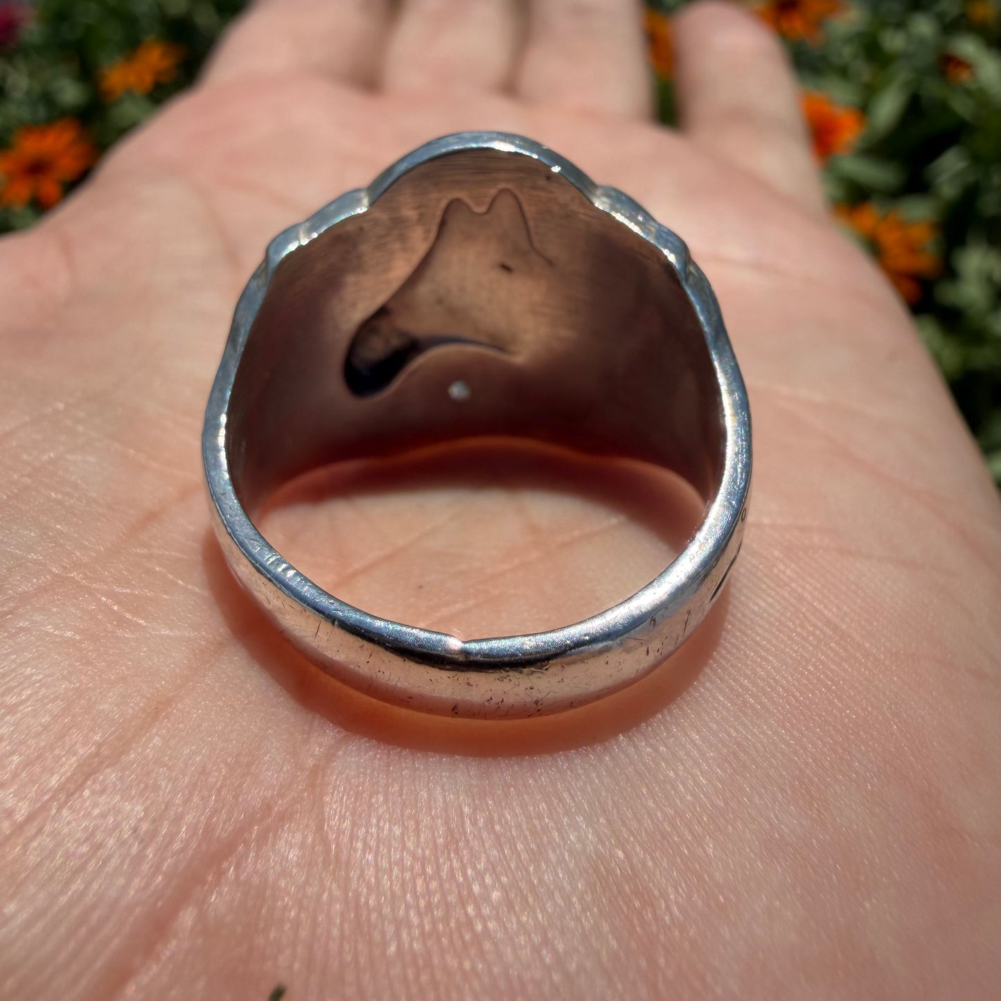 1930’s Bell Trading Post Natural Old Mine Cut Diamond Goodluck Horseshoe Ring (10.25)