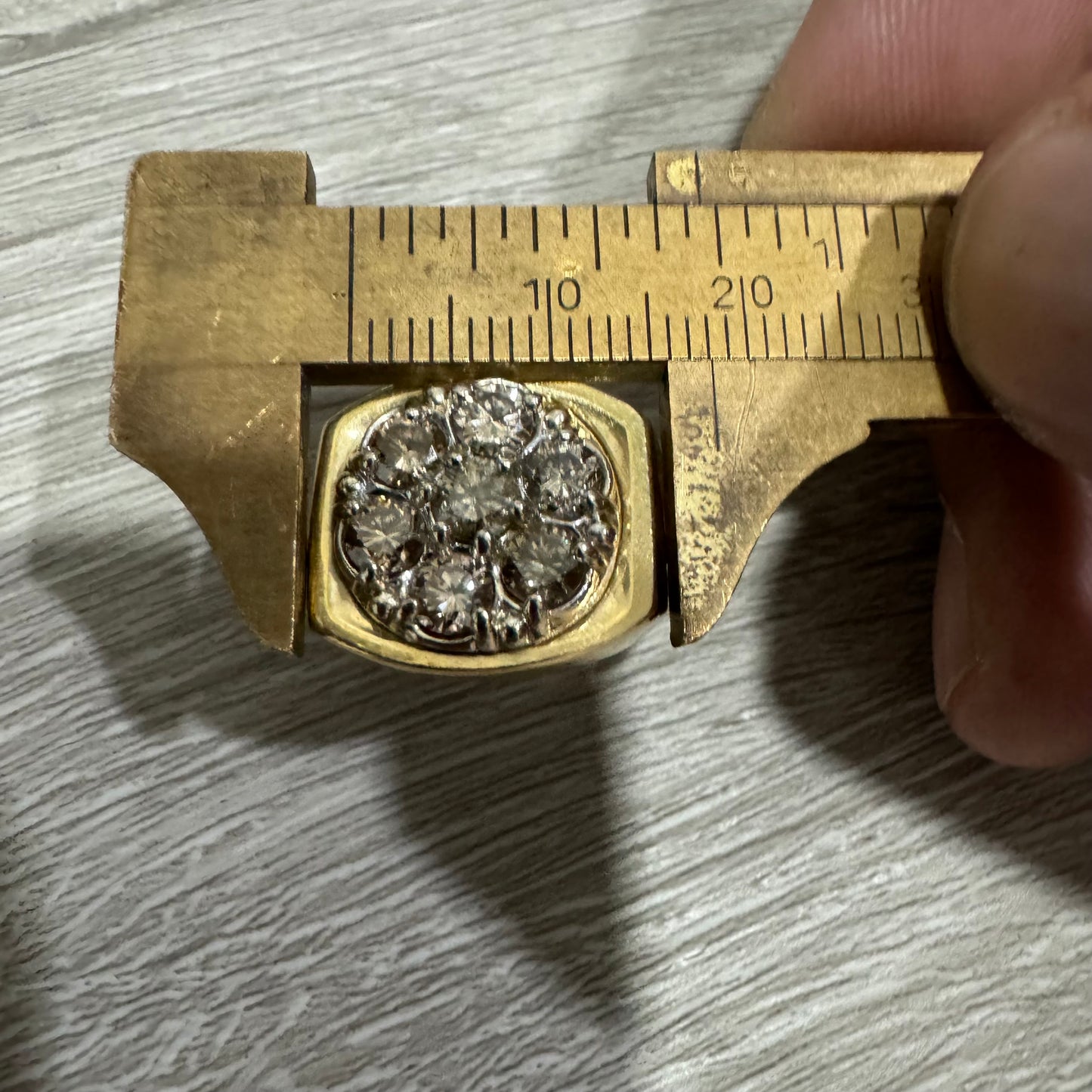 1970’s 14k Yellow Gold 1.75ctw Natural Diamond Kentucky Cluster Signet Ring (7)