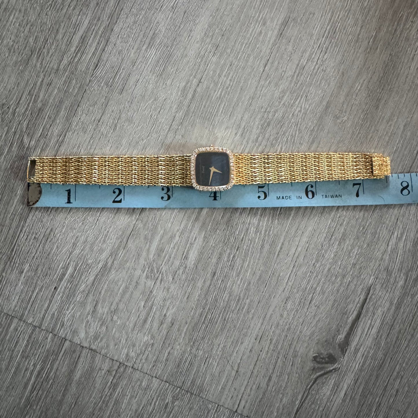 Late 1970’s/Early 1980’s Piaget Solid 18k Yellow Gold Factory Diamond Bezel Falcons Eye Stone Dial 9908 D11 Watch (7.5”)