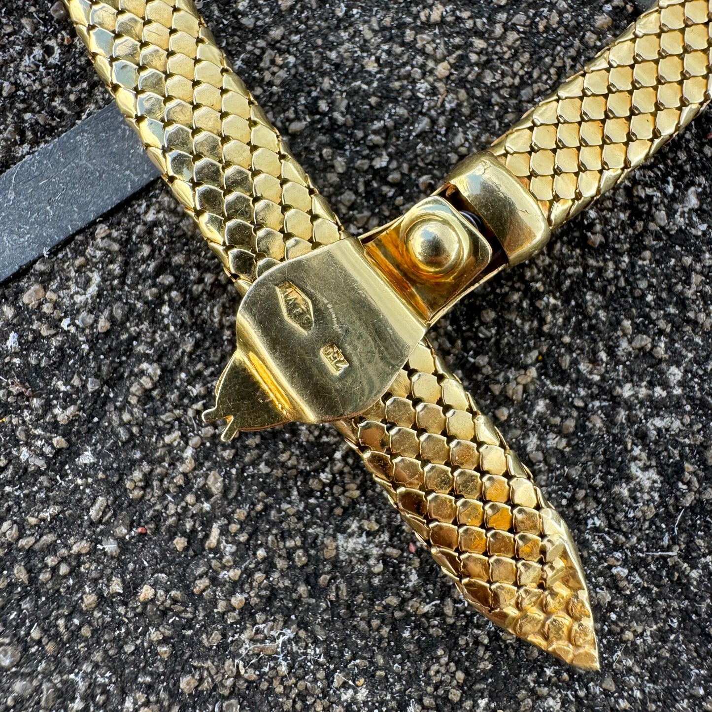 Circa 1940’s Italian Designer 18k Yellow Gold Snake Necklace (20.5”)