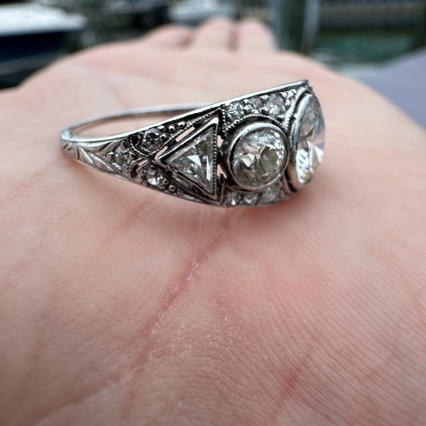 Antique Platinum 2.50ctw Natural Old Cut Diamond Ring (8)