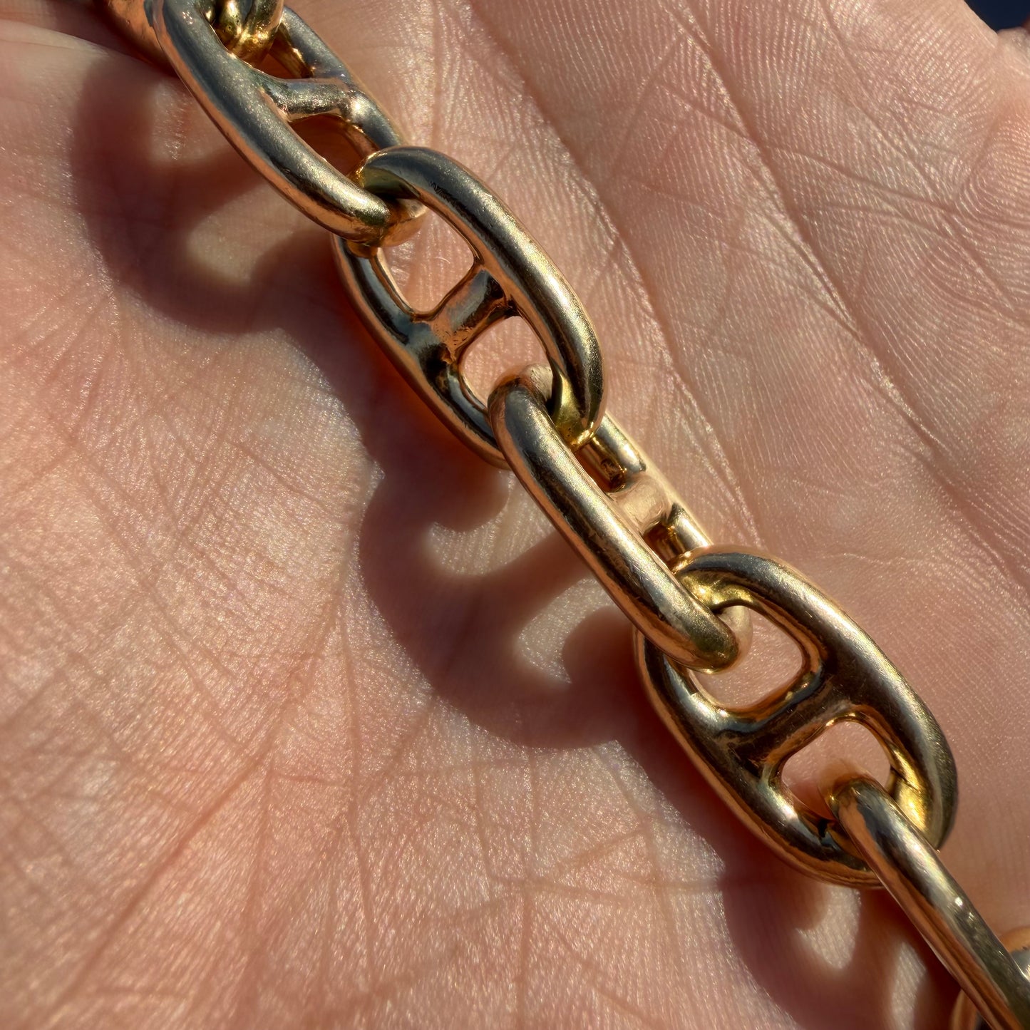 1970’s Super Heavyweight Solid 14k Yellow Gold Chunky Chaine D’ Ancre Mariner Link Bracelet (9.5”)