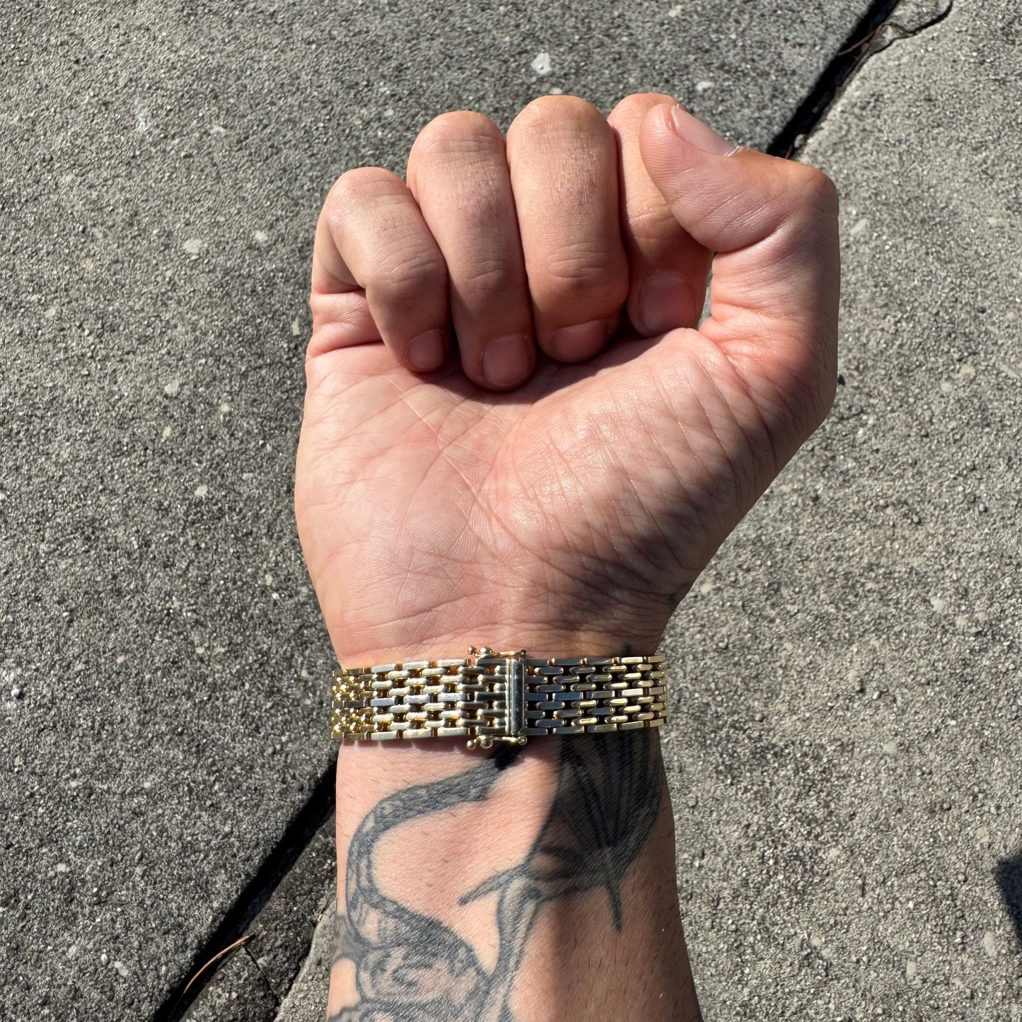 Vintage Heavyweight Solid 14k Yellow Gold 4ctw Natural Emerald And Diamond Panther Link ID Bracelet (7.75”)