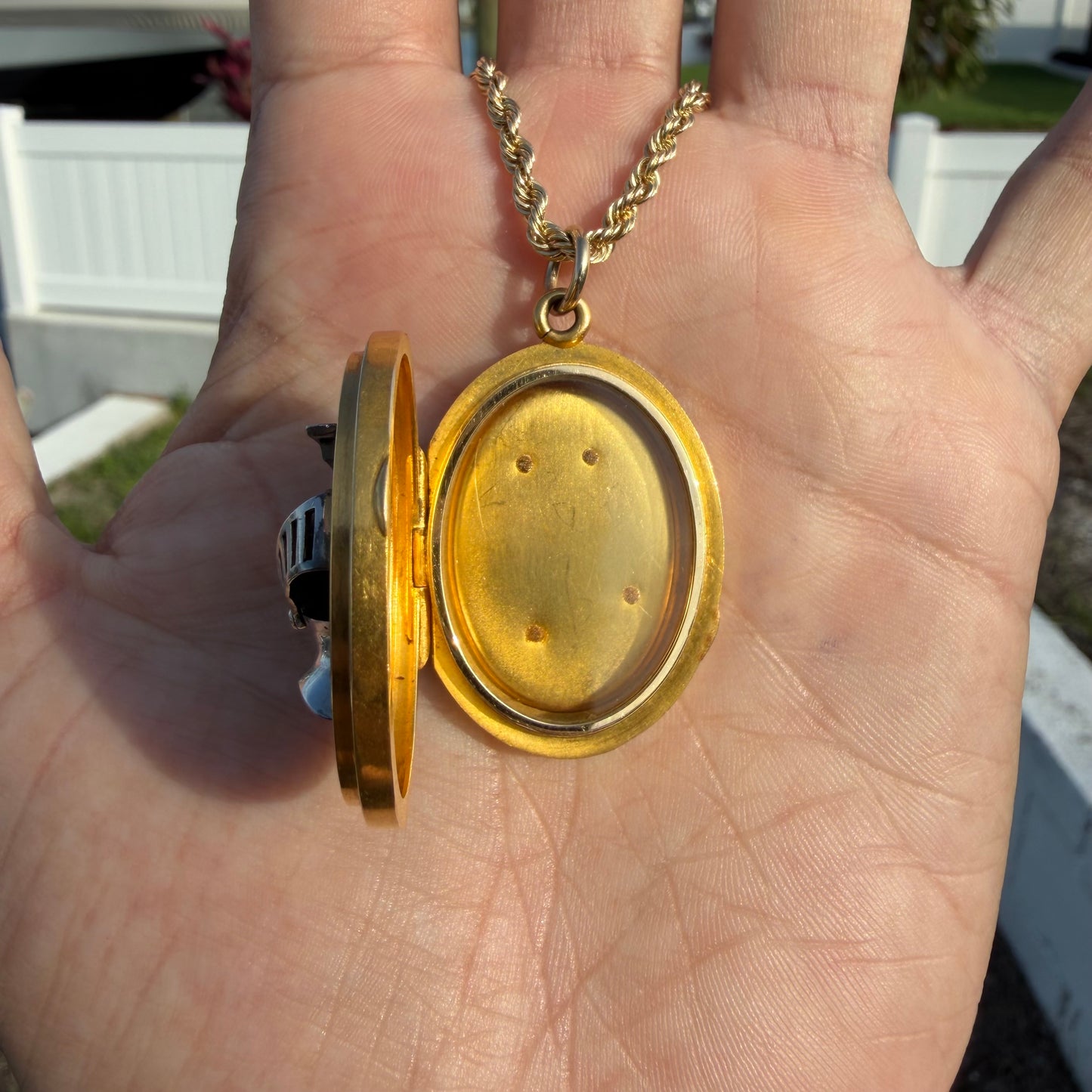 Victorian Solid 18k Yellow Gold/Platinum Large Medieval Burgonet Helmet Locket Pendant