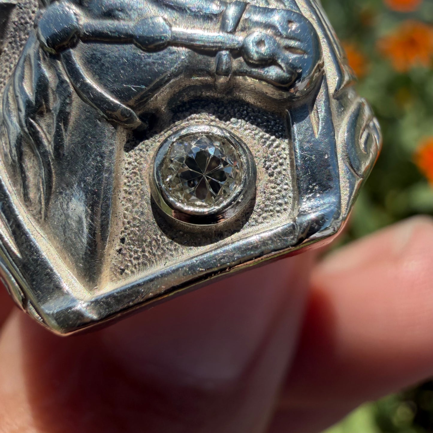 1930’s Bell Trading Post Natural Old Mine Cut Diamond Goodluck Horseshoe Ring (10.25)