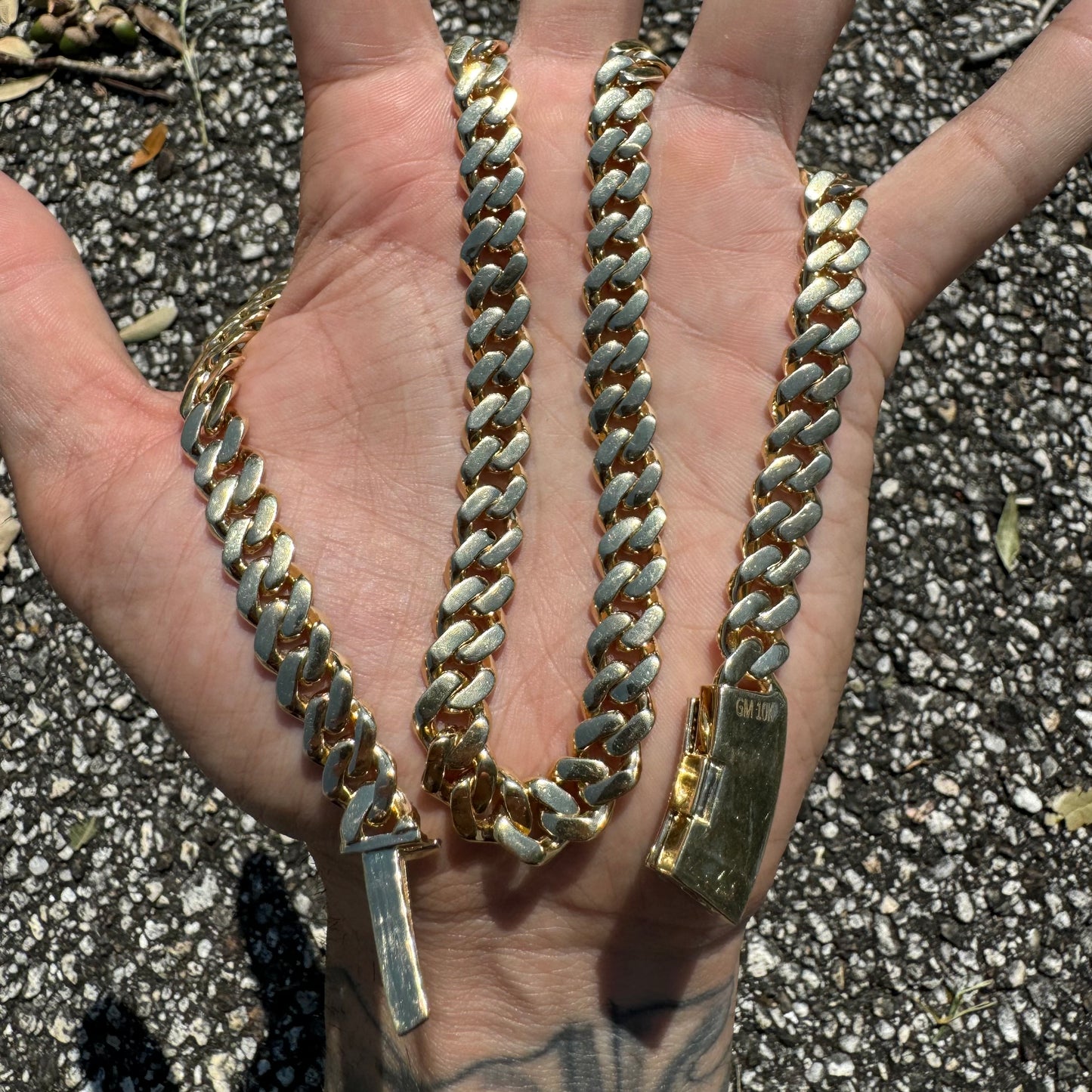 Solid 10k Yellow Gold 2 Row Prong Set 20.0ctw Natural Diamond Cuban Link Necklace (20”)