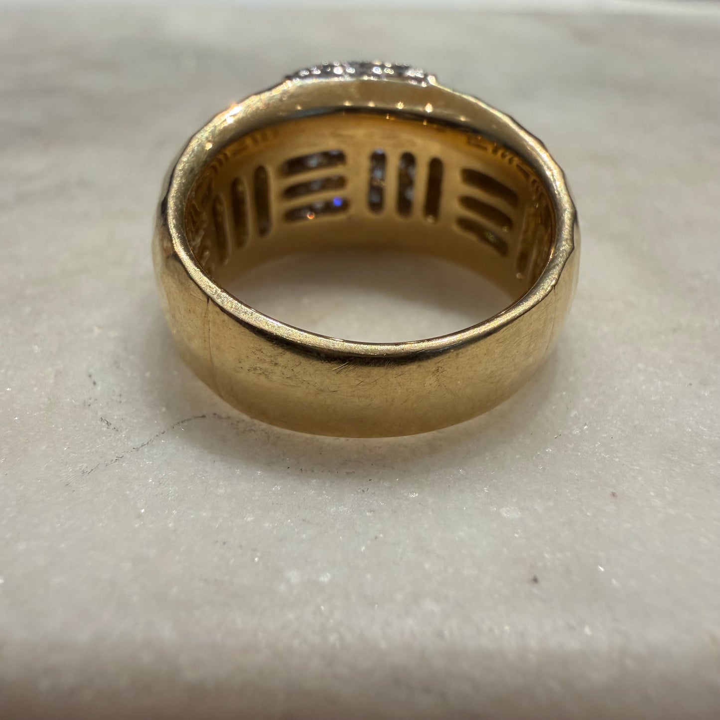 Roberto Coin 18k Italian Yellow Gold 1.25ctw Natural Diamond Martellato Designer Ring (6.5)
