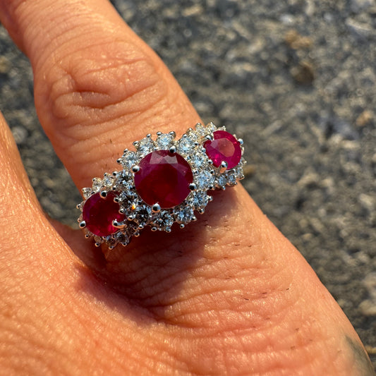 Brand New 14k White Gold 1.05ctw Natural Burmese Ruby .38ctw Natural VS Diamond Ring (8)