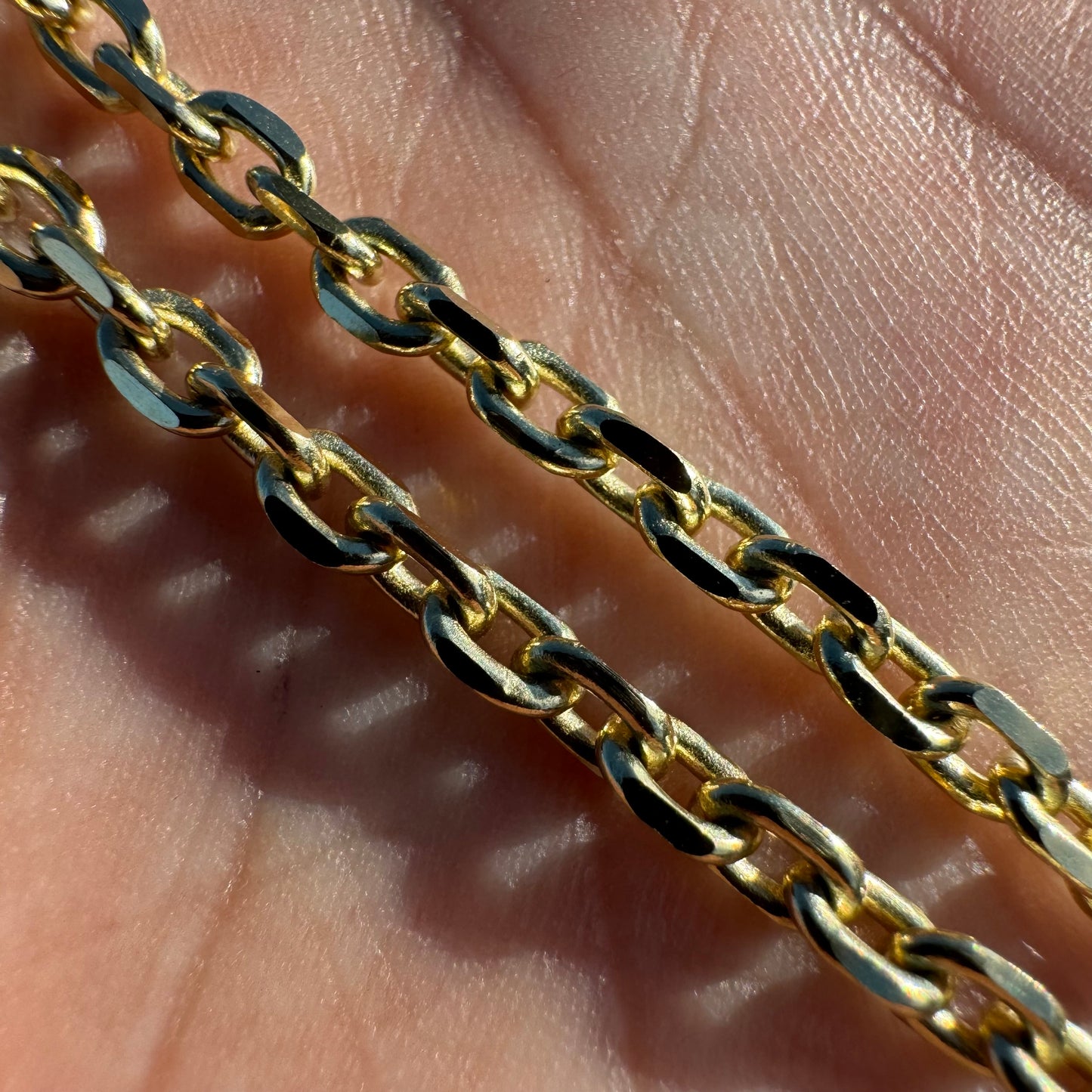 Brand New Solid 14k Yellow Gold Knife Edged “Biker Chain” Anchor Link Necklace (18”)