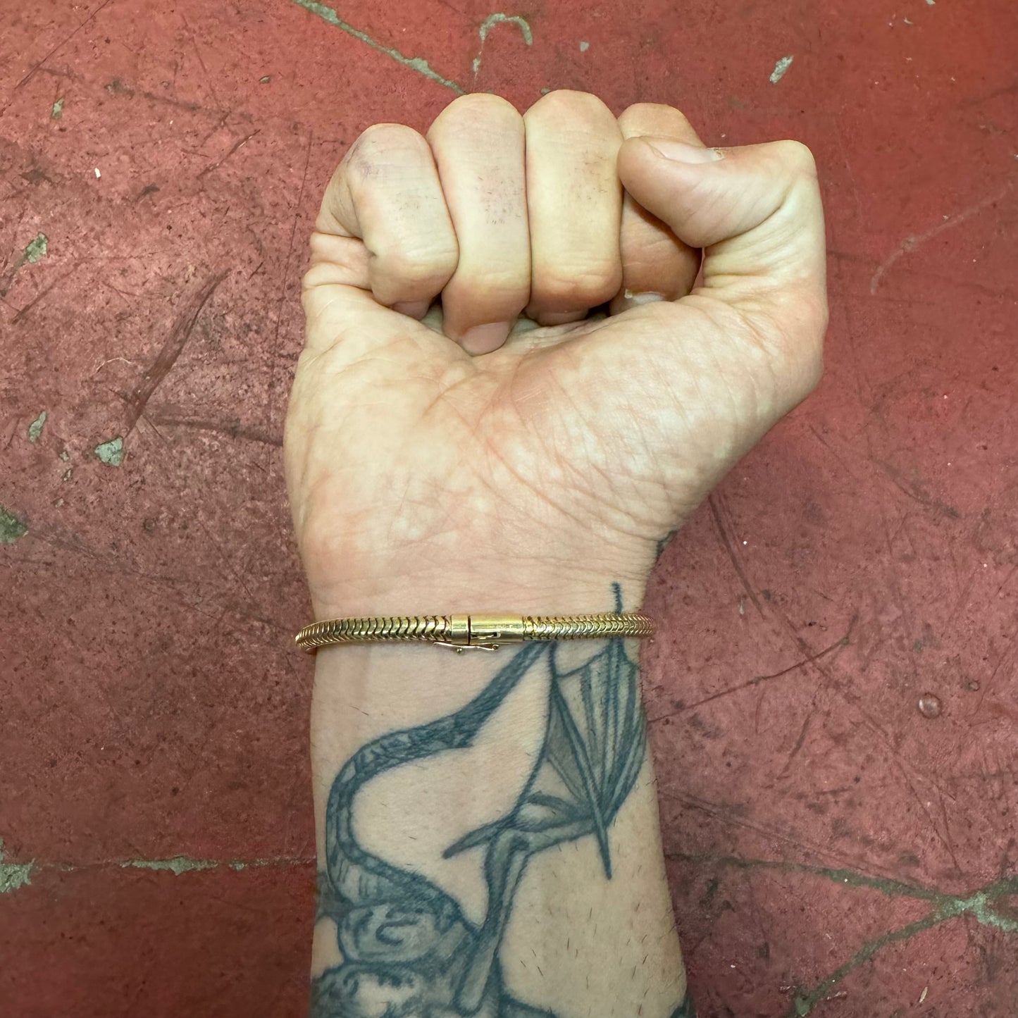 1980’s Solid 14k Yellow Gold Chunky Snake Chain Bracelet (6.75”)