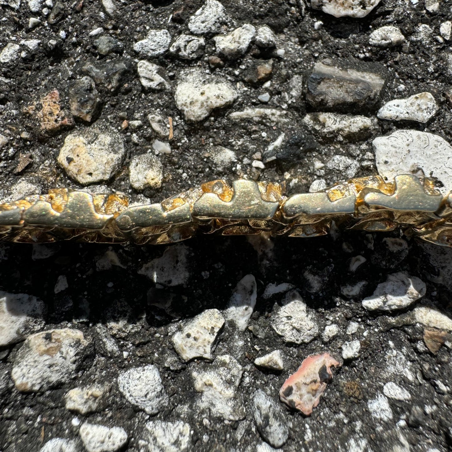 1980’s Solid 14k Yellow Gold Heavyweight Nugget Bracelet (7.25”)
