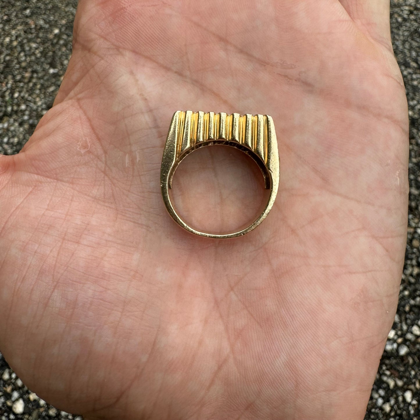 1960’s/70’s Solid 14k Yellow Gold .32CTW Natural VS Diamond Cluster Rectangular Tartelette Ring (9)