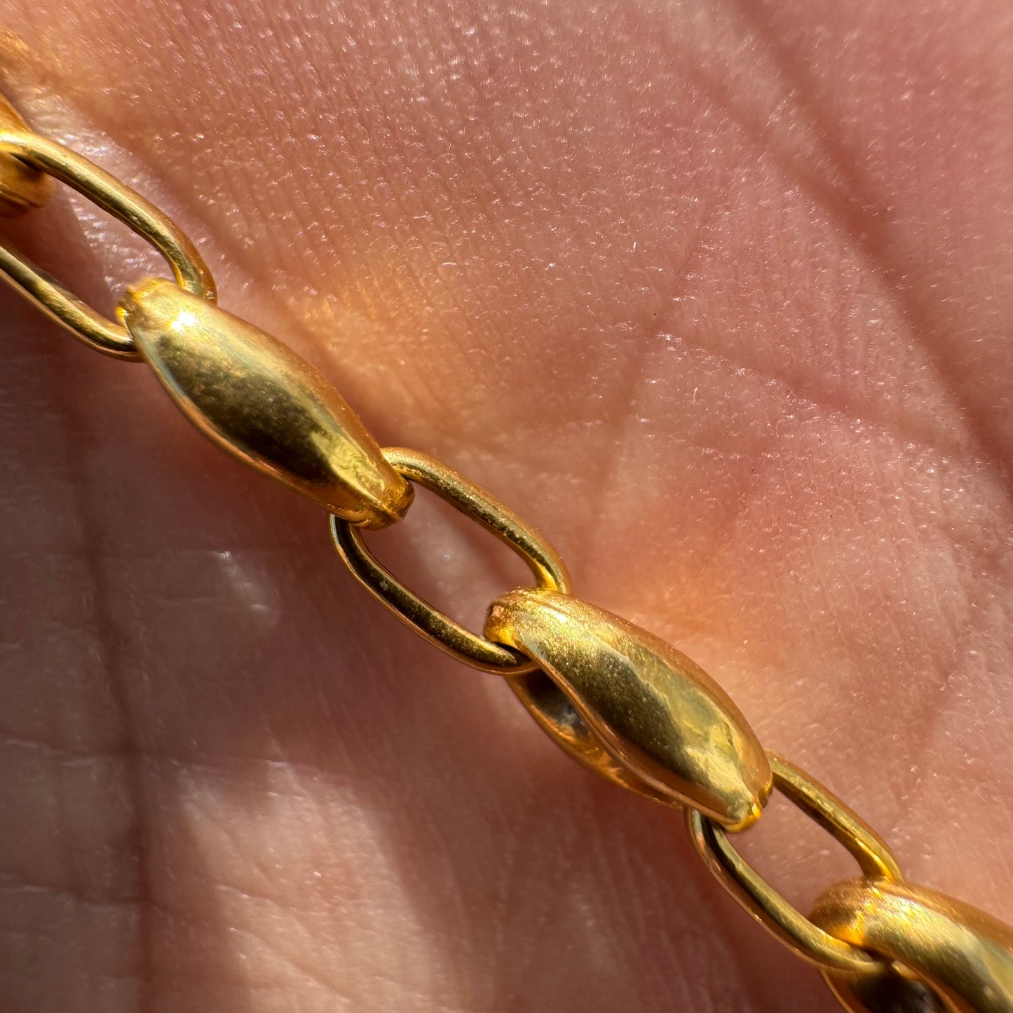 Vintage 14k Vibrant Yellow Gold Italian Puffed Mariner Link Necklace (20.75”)