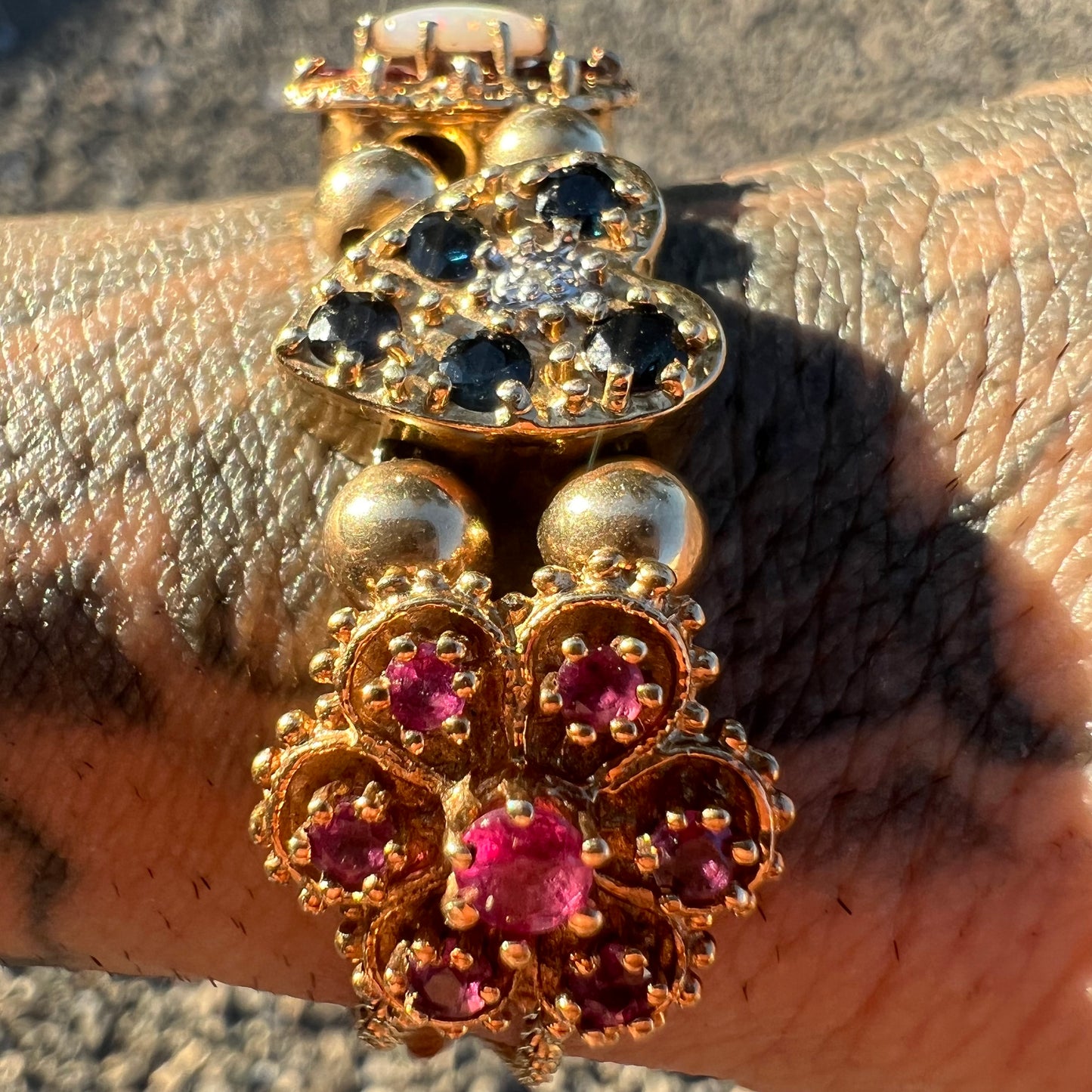 Vintage 14k Precious Gemstone Slider Bracelet By Richard Klein (7.5”)