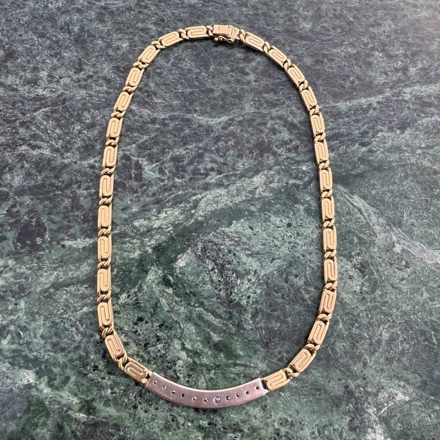 Vintage Custom Made 2.75ctw Natural Diamond 14k Gold Heavyweight Snail Link Necklace (15.75”)