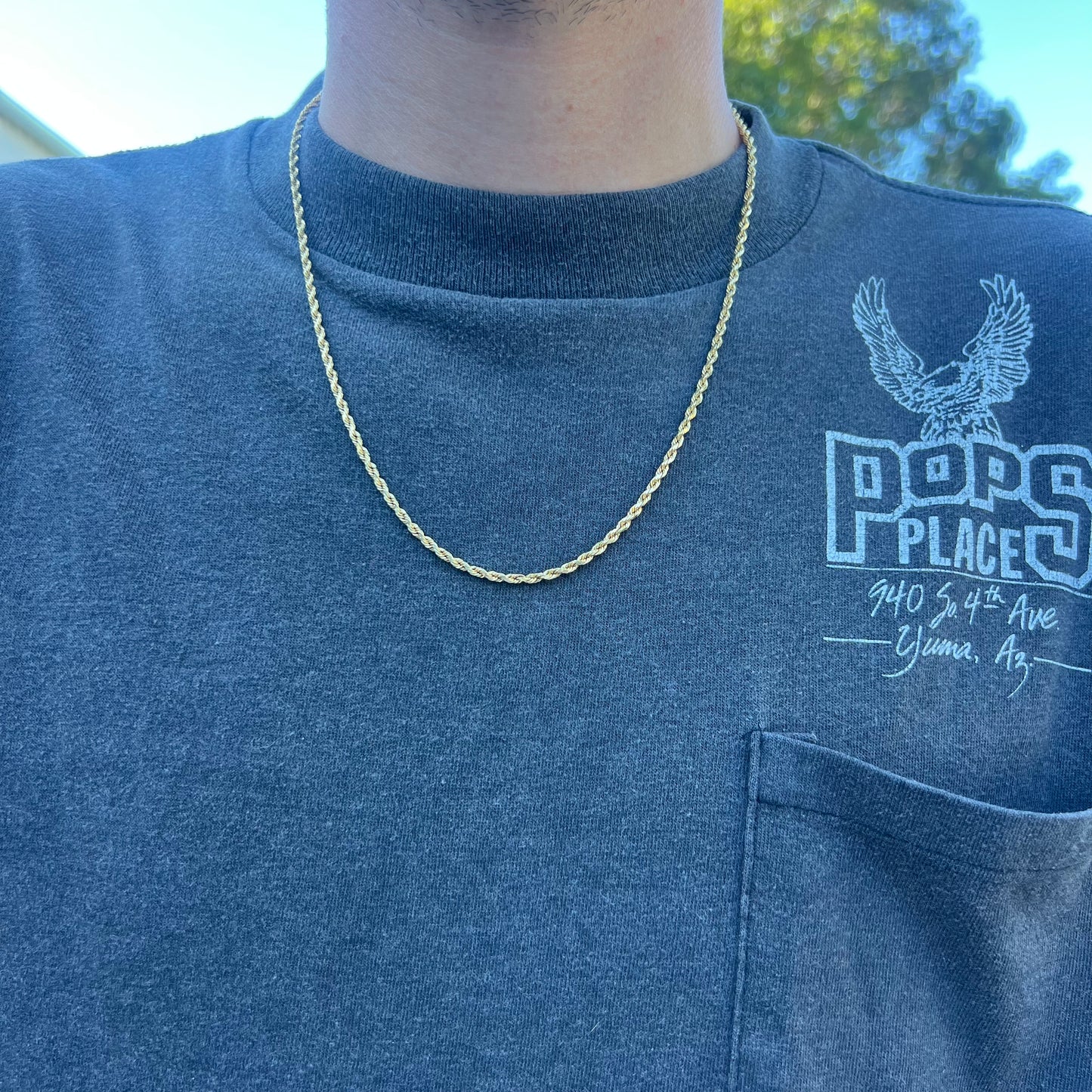 Vintage Solid 14k DiamondCut Rope Chain Necklace (21”)