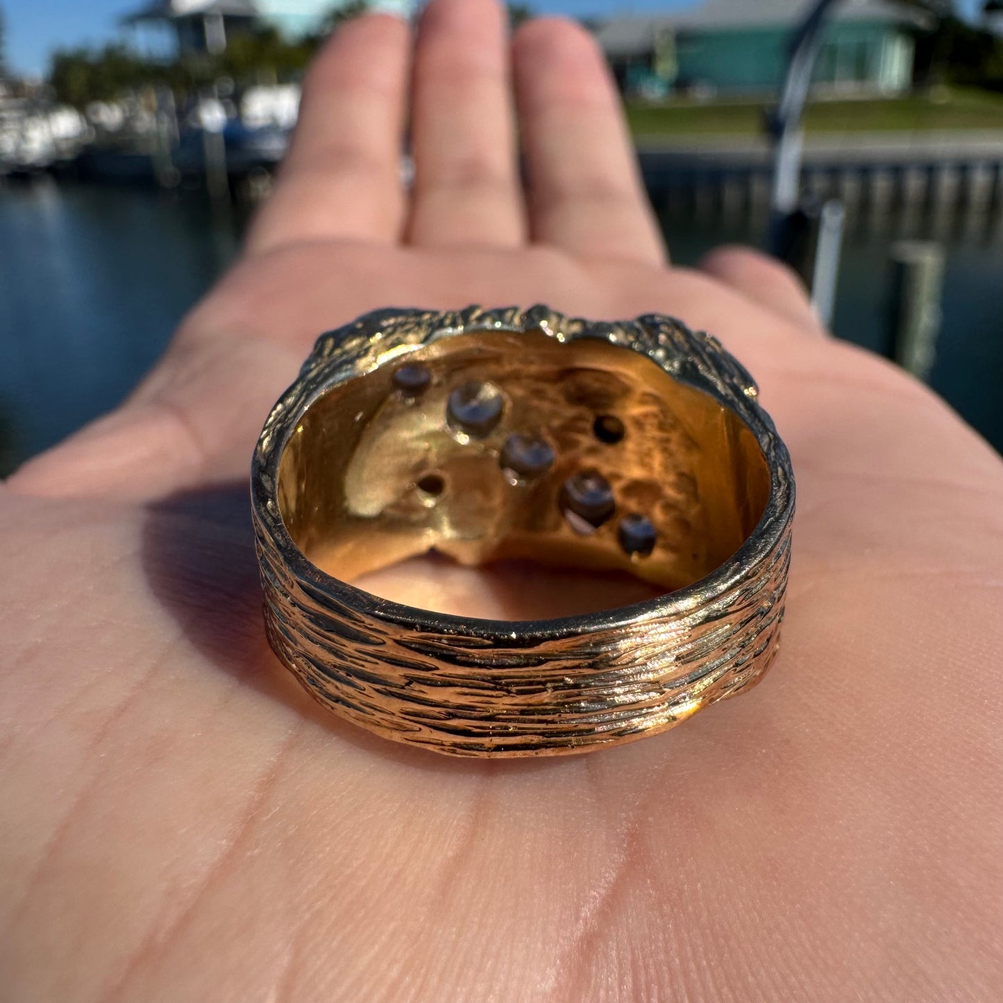 1980’s Solid 14k Yellow Gold 1.25ctw Natural Diamond Nugget Ring (11)