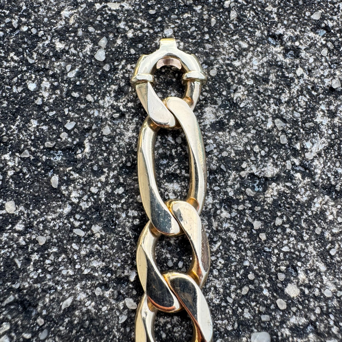 Vintage Solid 14k Yellow Gold Heavyweight Figaro Link Bracelet (8”)