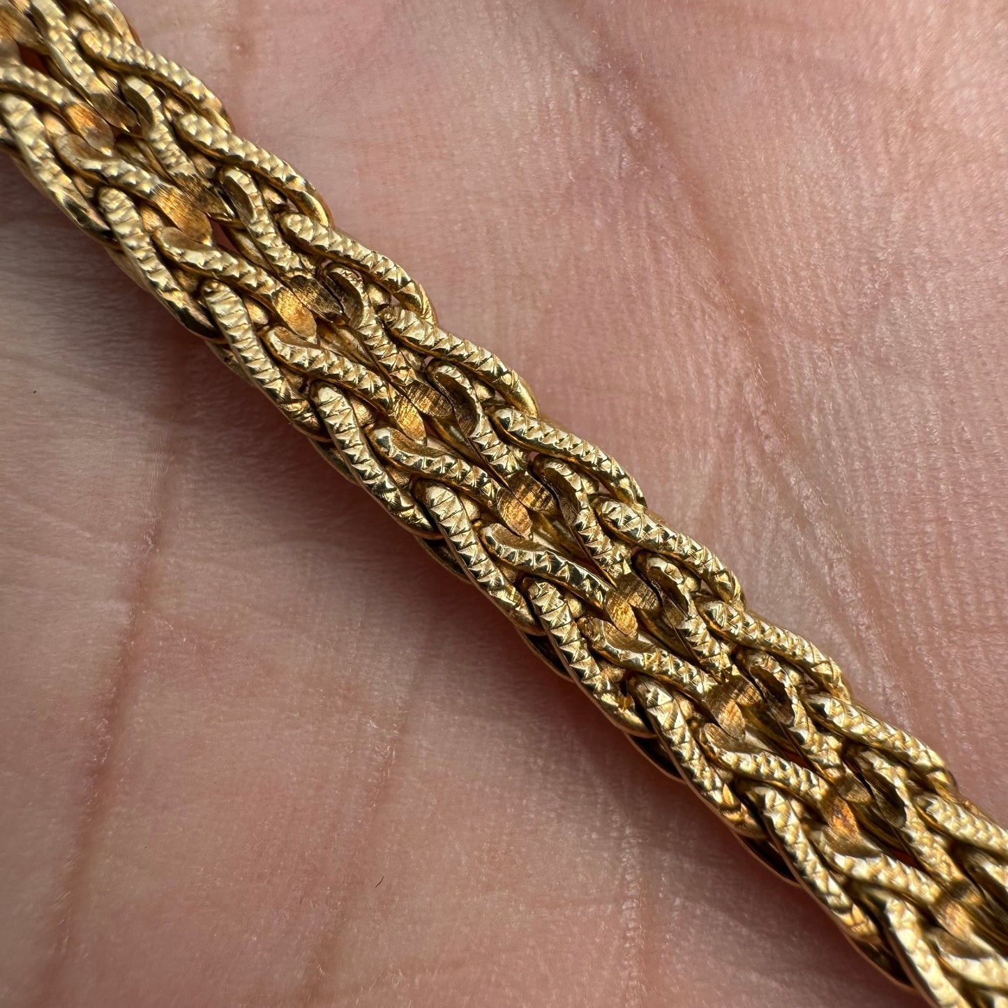 Vintage Solid 14k Italian Yellow Gold Floating 1.1CTW VS Quality Natural Diamond Double Row Braided Foxtail Necklace (17”)