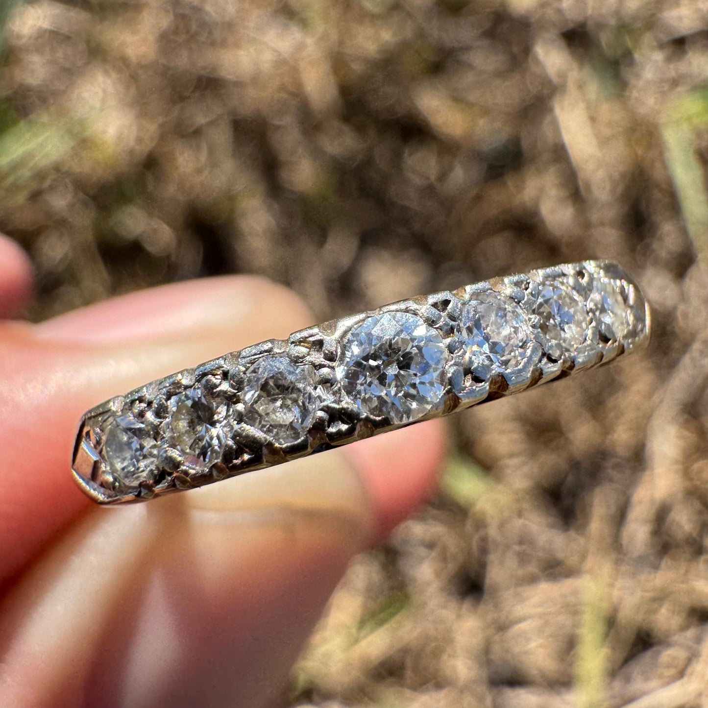 Circa 1930’s Solid 14k Gold 1.50ctw Natural Old Euro Cut Diamond Engagement & Wedding Ring Set (6.5)